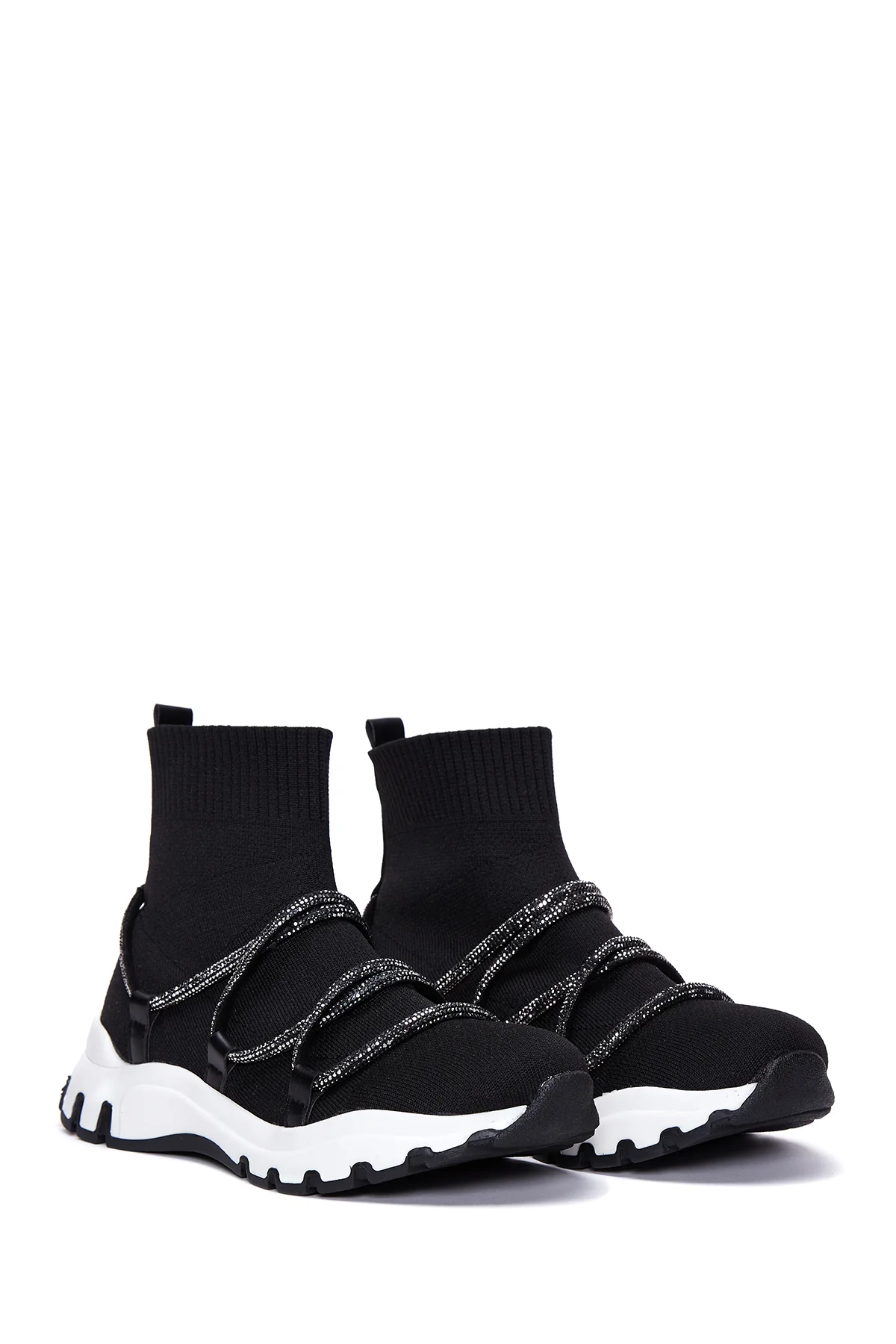 Kadın Siyah Taşlı Bilekli Sneaker - Image 3