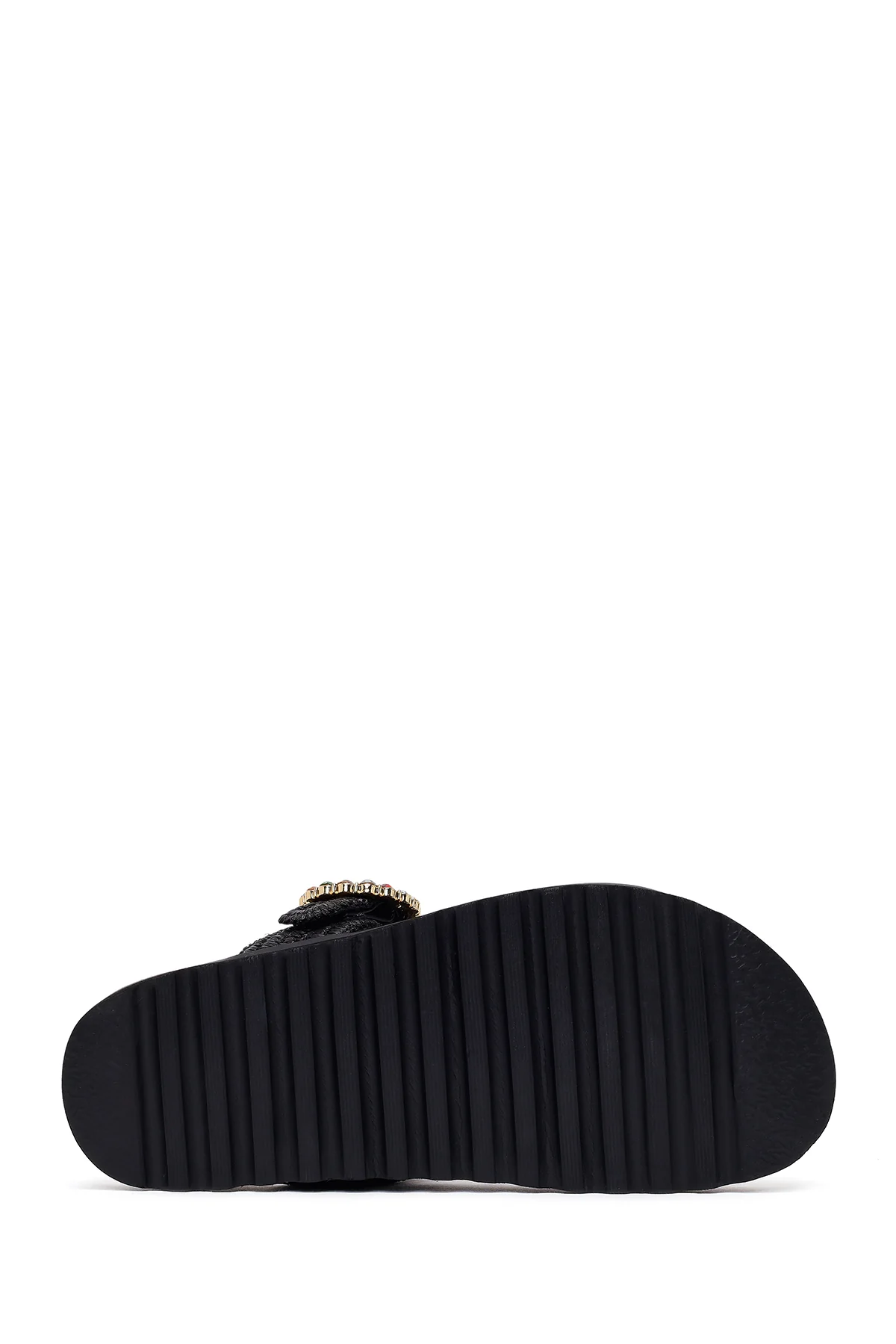 Kadın Siyah Taşlı Hasır Parmak Arası Terlik - Image 5