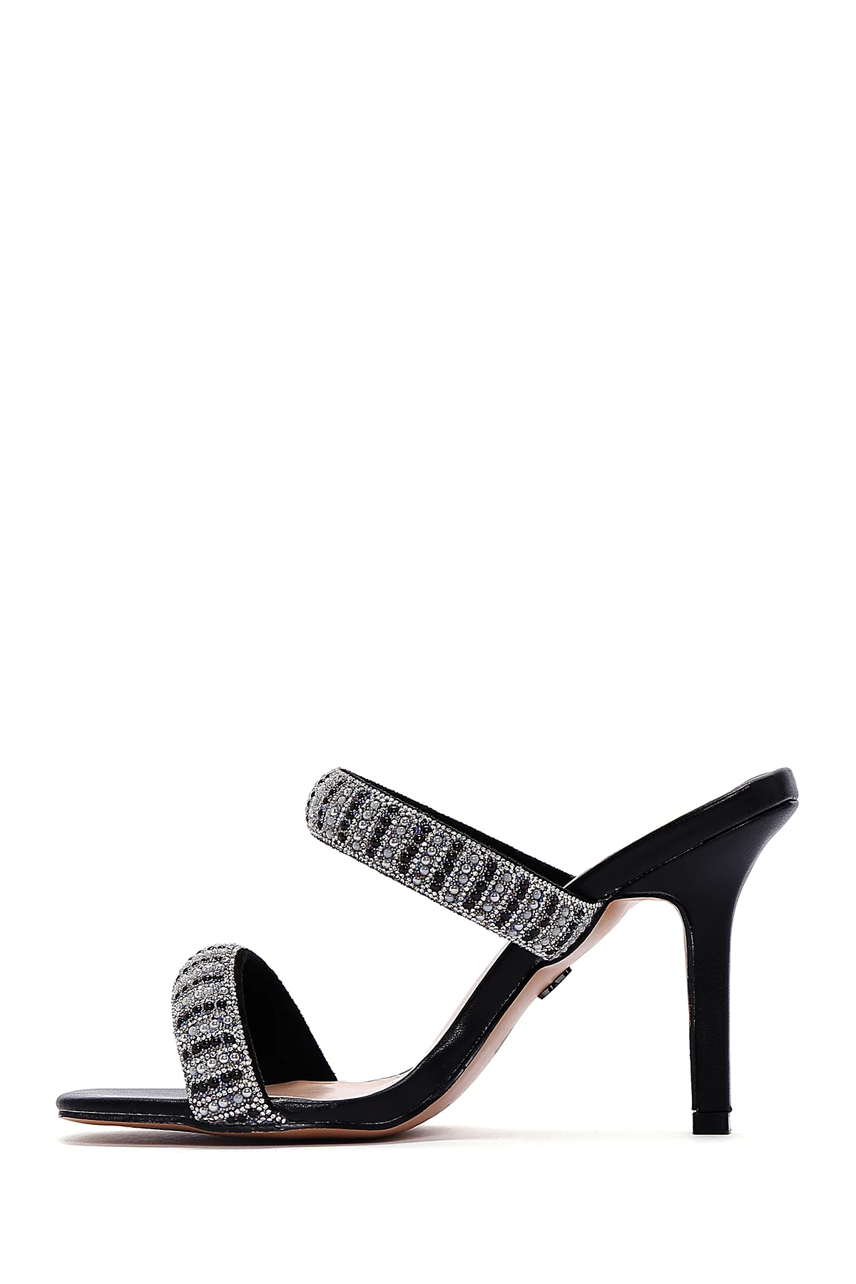 Kadın Siyah Taşlı İnce Topuklu Terlik - Image 3