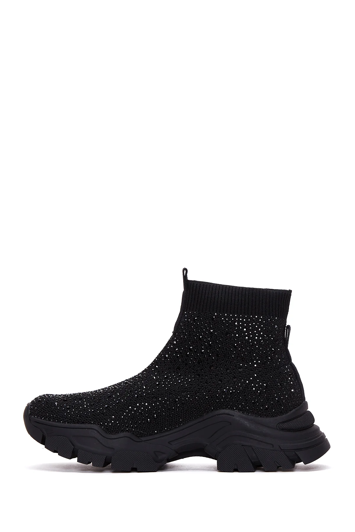 Kadın Siyah Taşlı Kalın Tabanlı Bilekli Sneaker - Image 2