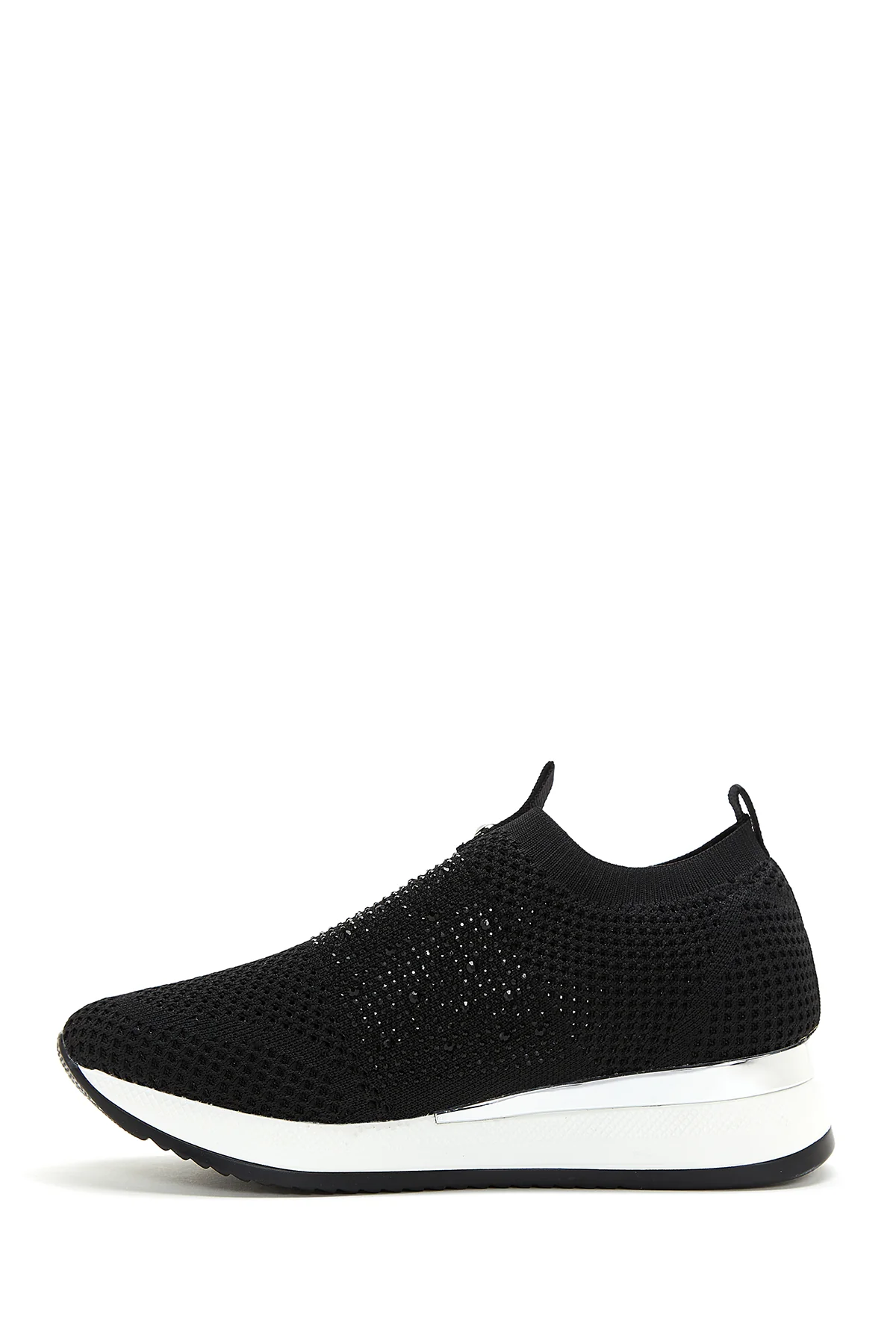 Kadın Siyah Taşlı Kalın Tabanlı Sneaker - Image 2