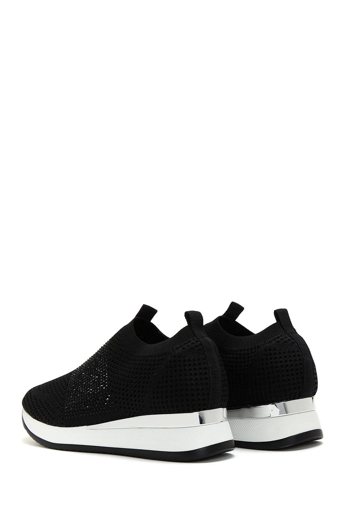 Kadın Siyah Taşlı Kalın Tabanlı Sneaker - Image 5