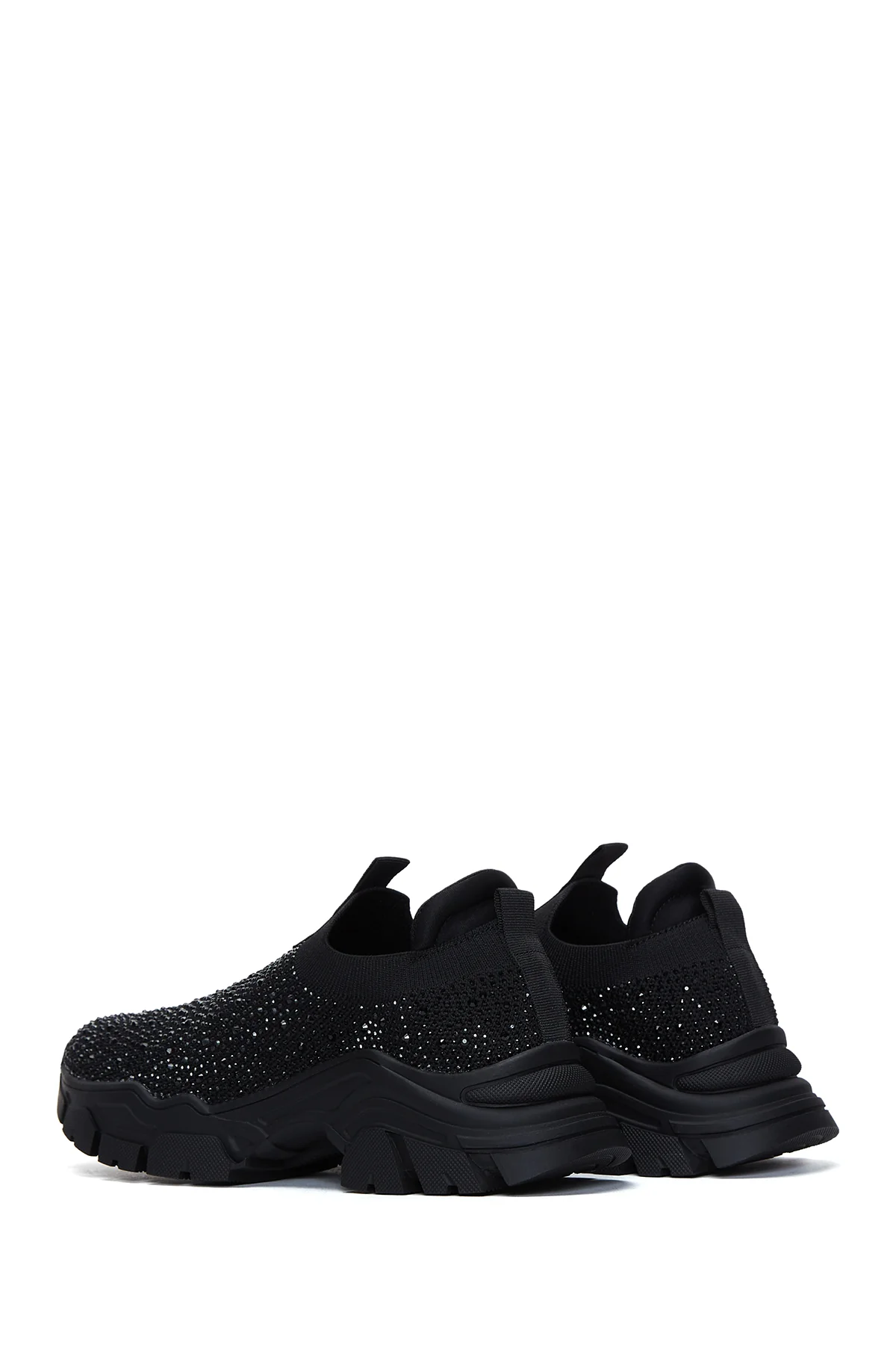 Kadın Siyah Taşlı Kalın Tabanlı Sneaker - Image 5