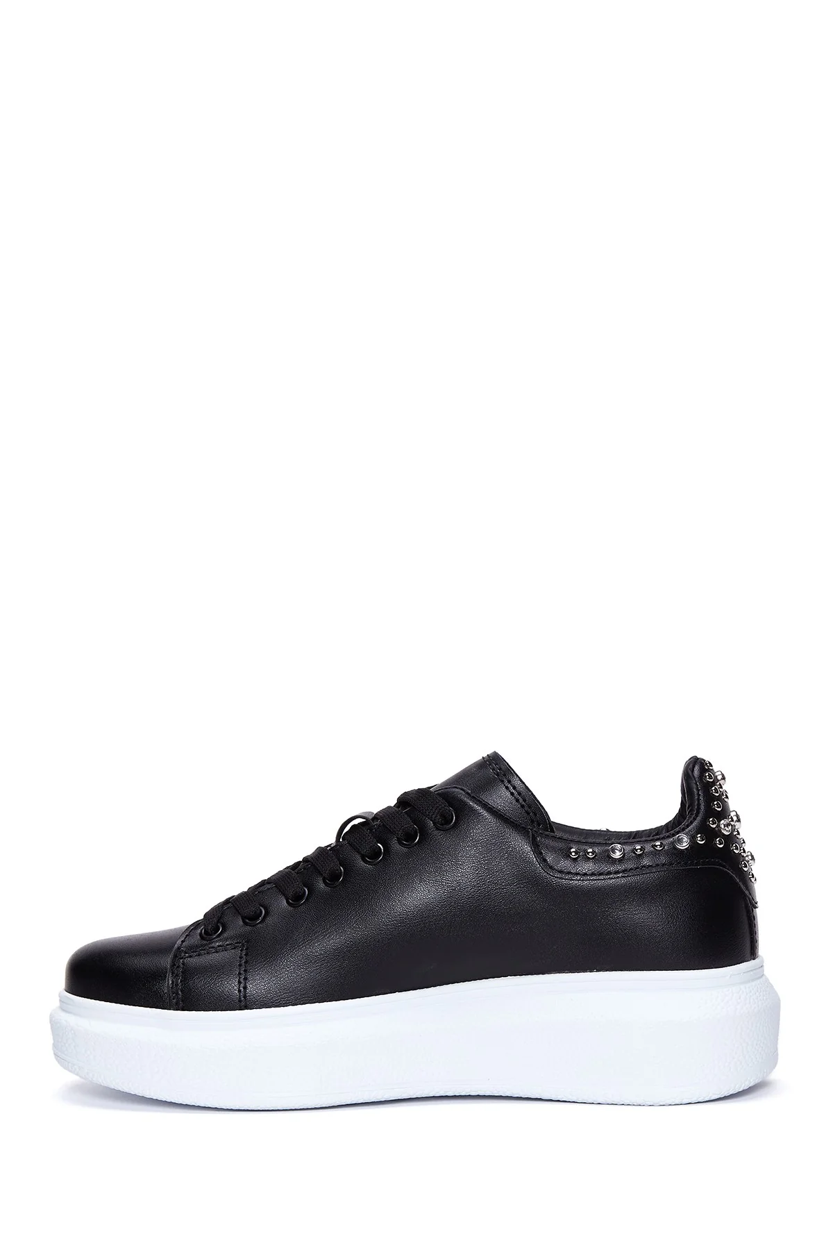 Kadın Siyah Taşlı Kalın Tabanlı Sneaker - Image 2