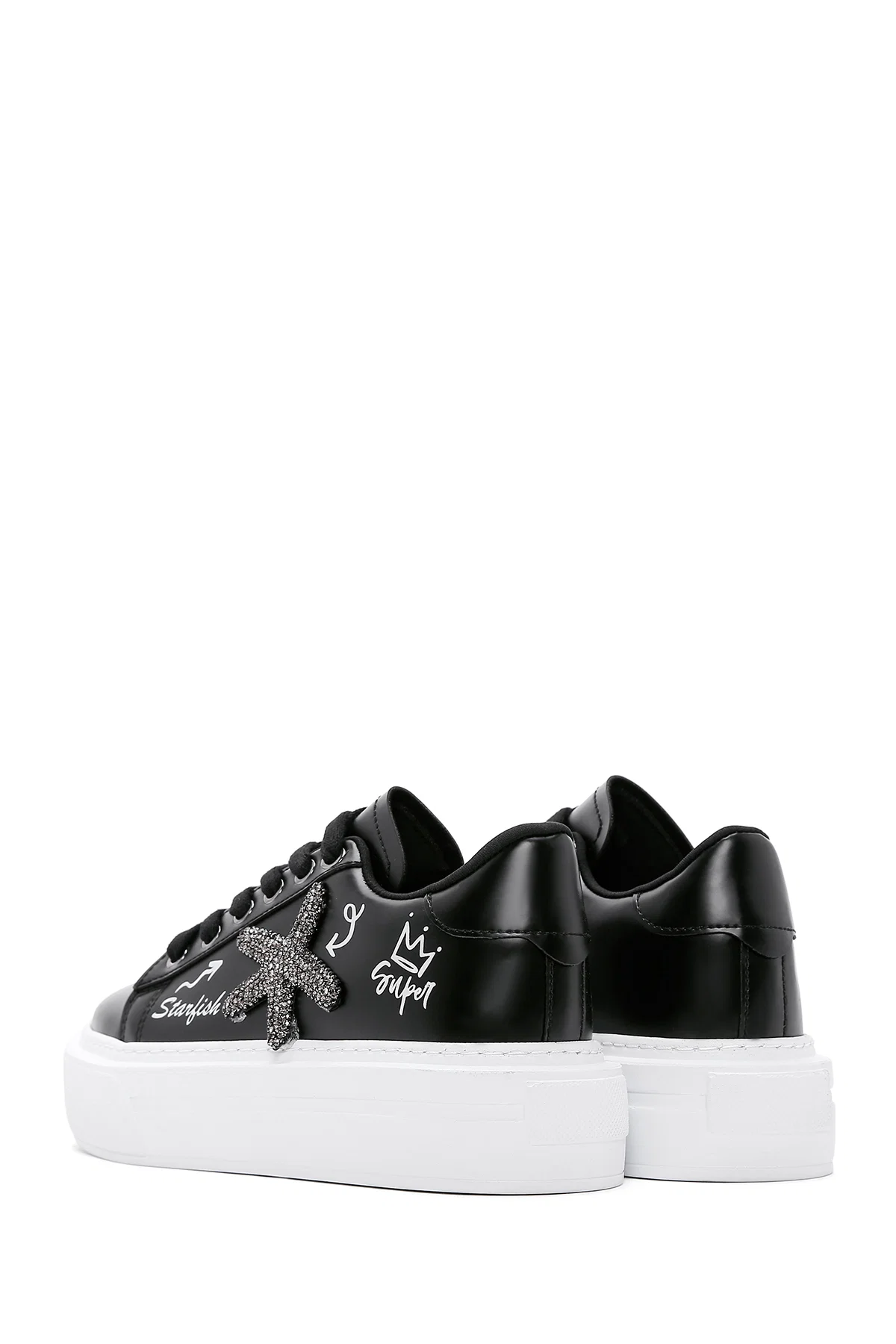Kadın Siyah Taşlı Kalın Tabanlı Sneaker - Image 5
