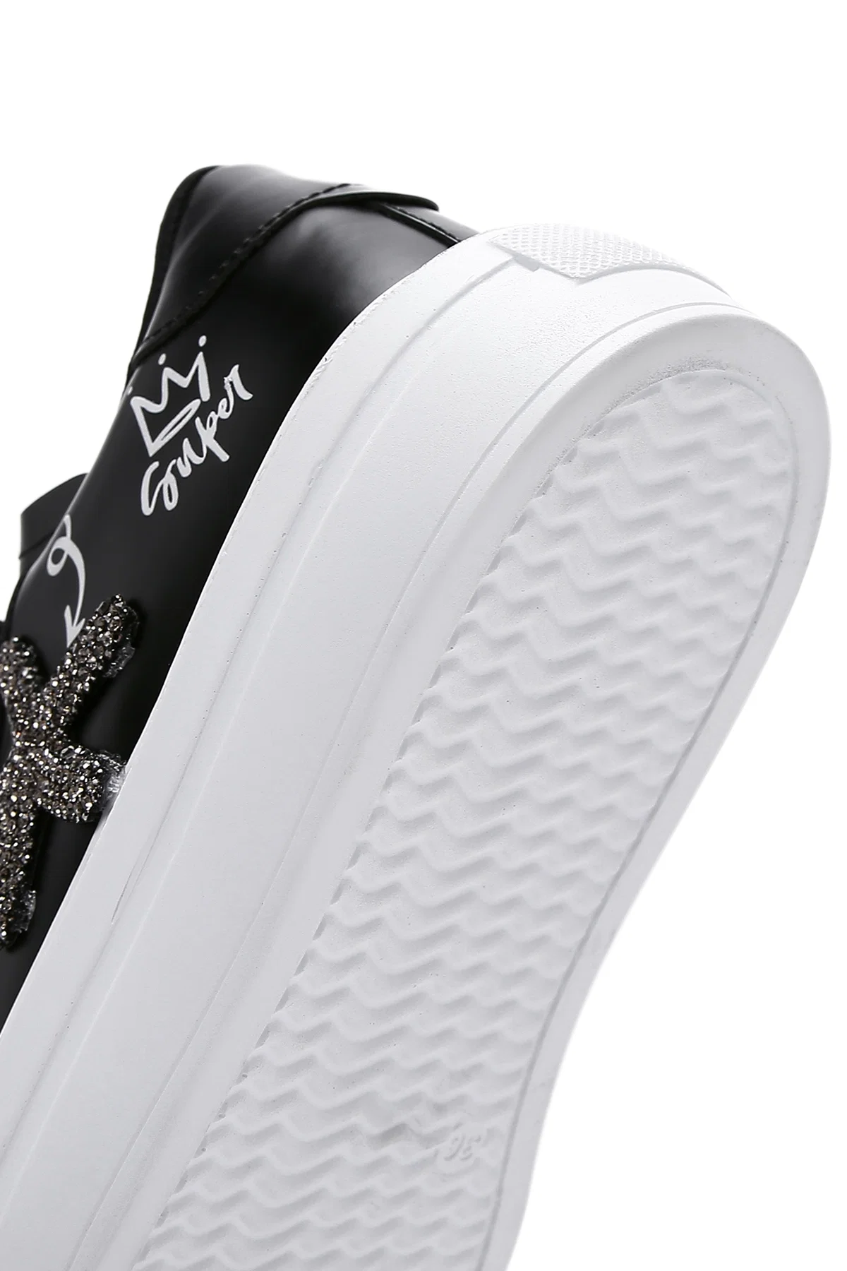 Kadın Siyah Taşlı Kalın Tabanlı Sneaker - Image 8
