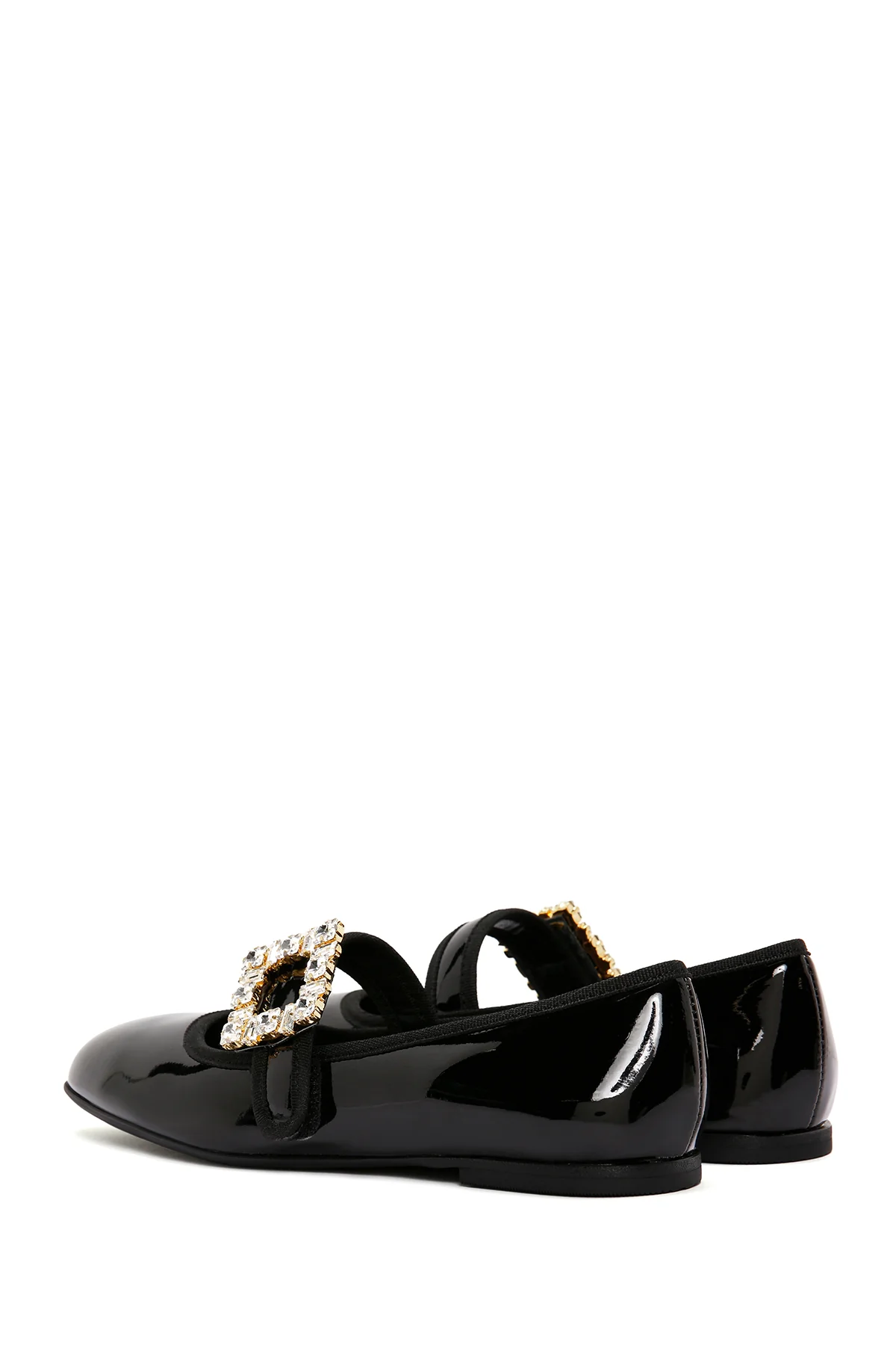 Kadın Siyah Taşlı Rugan Deri Babet - Image 5