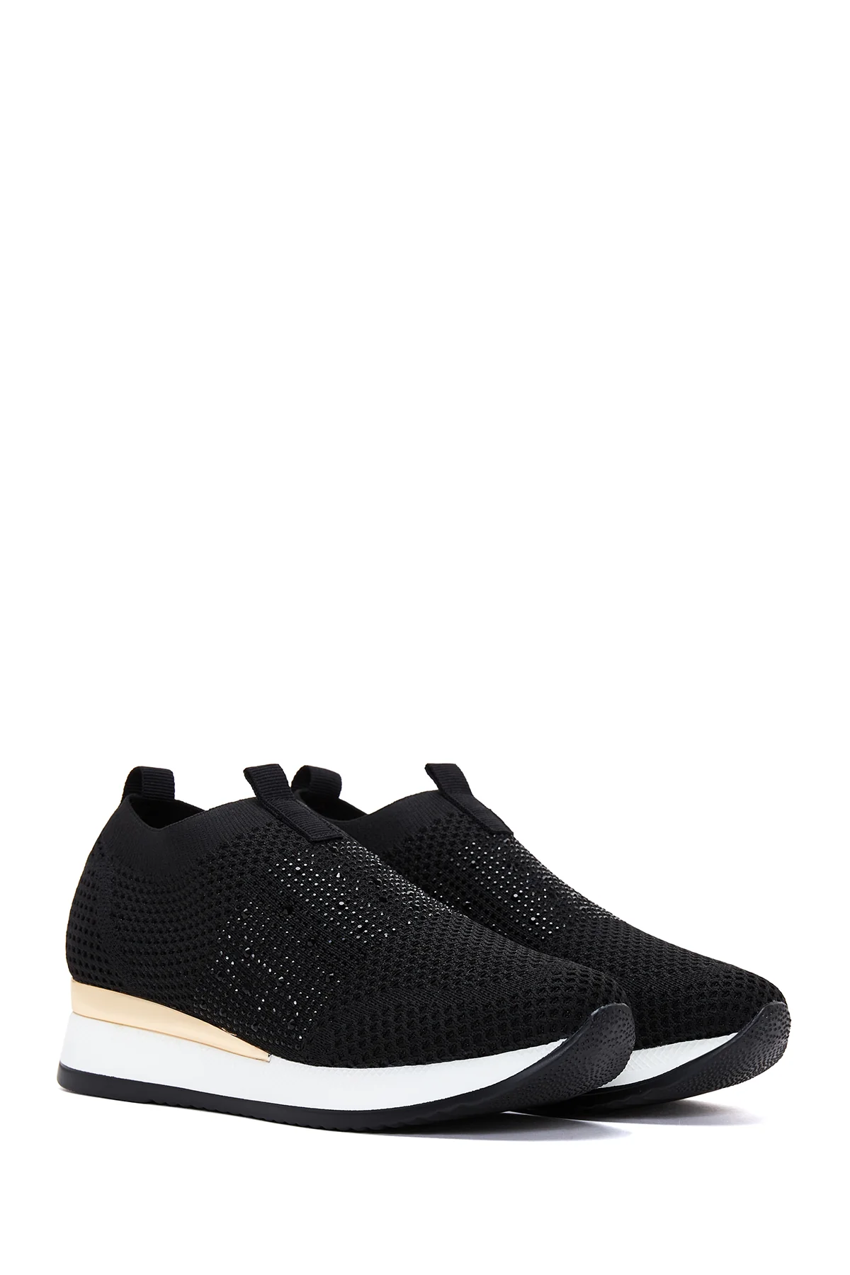 Kadın Siyah Taşlı Sneaker - Image 3