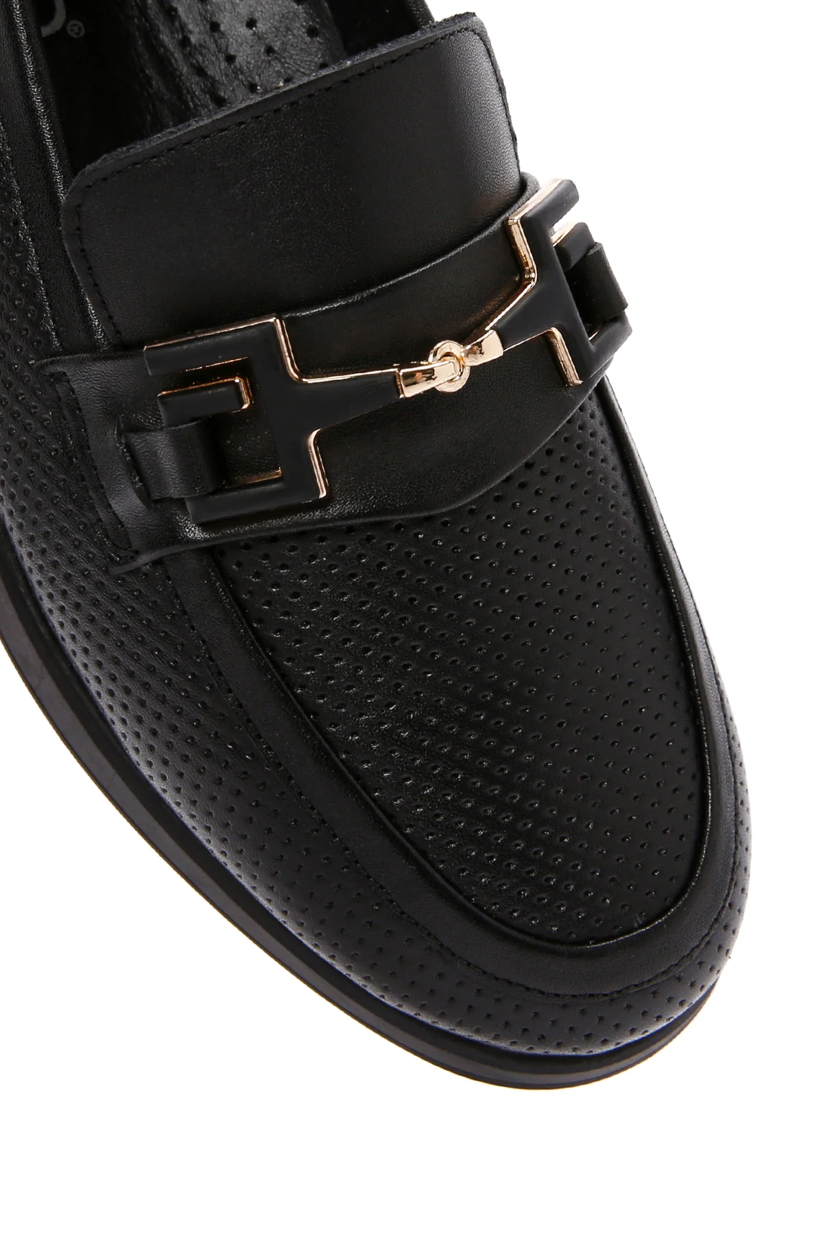 Kadın Siyah Toka Detaylı Deri Comfort Loafer - Image 10
