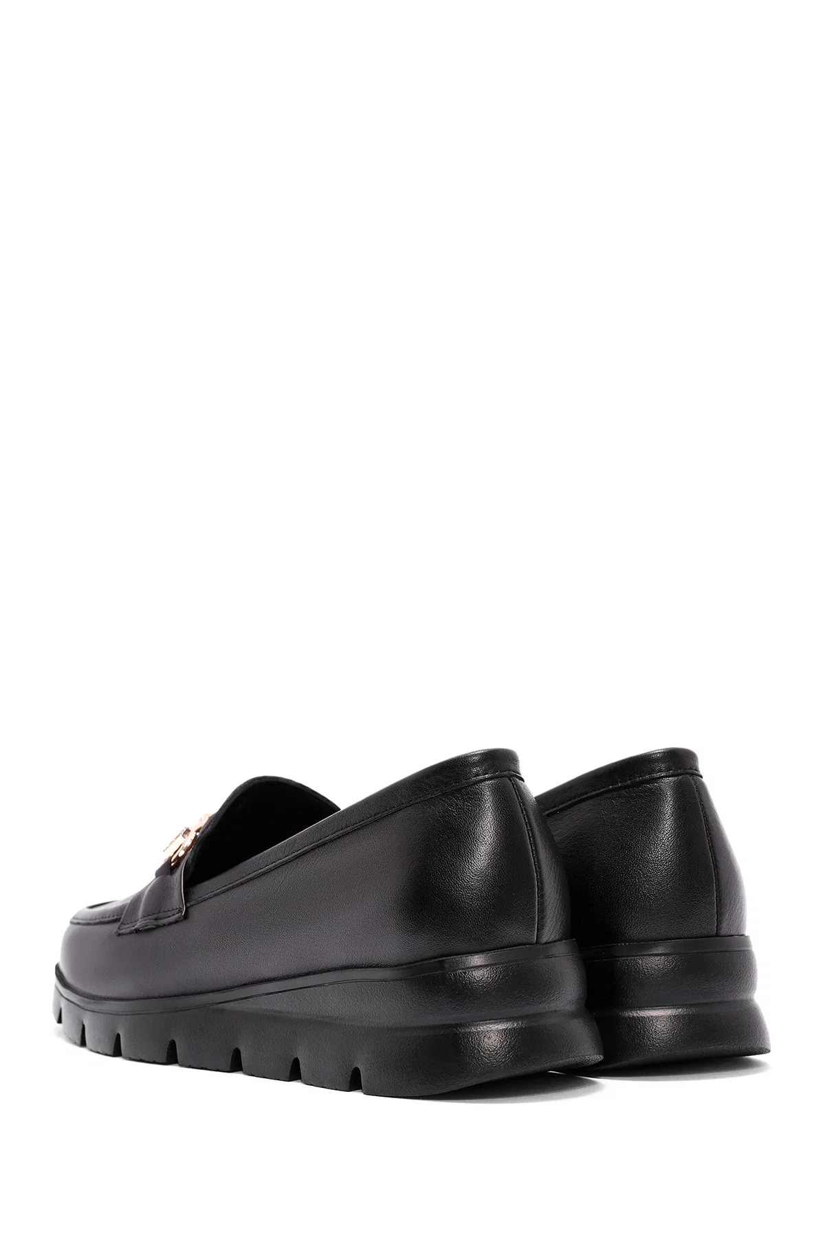Kadın Siyah Toka Detaylı Deri Comfort Loafer - Image 5
