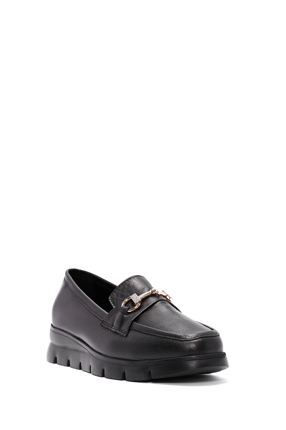 Kadın Siyah Toka Detaylı Deri Comfort Loafer - Image 6