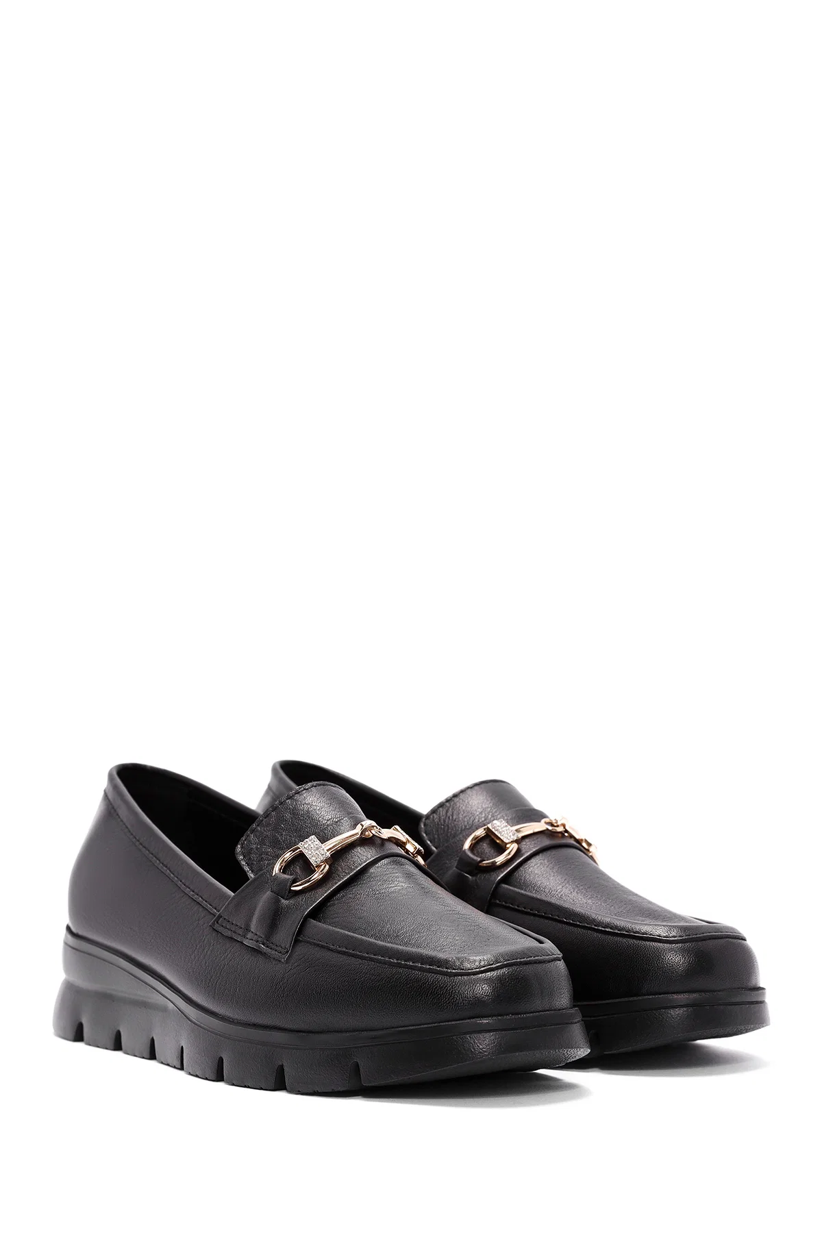 Kadın Siyah Toka Detaylı Deri Comfort Loafer - Image 3