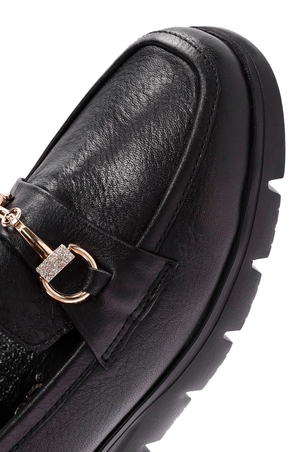Kadın Siyah Toka Detaylı Deri Comfort Loafer - Image 9