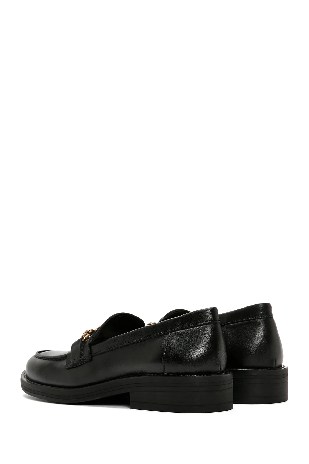 Kadın Siyah Toka Detaylı Deri Maskülen Loafer - Image 5