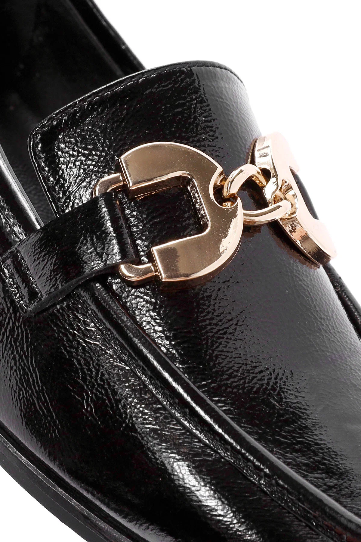 Kadın Siyah Toka Detaylı Deri Maskülen Loafer - Image 10