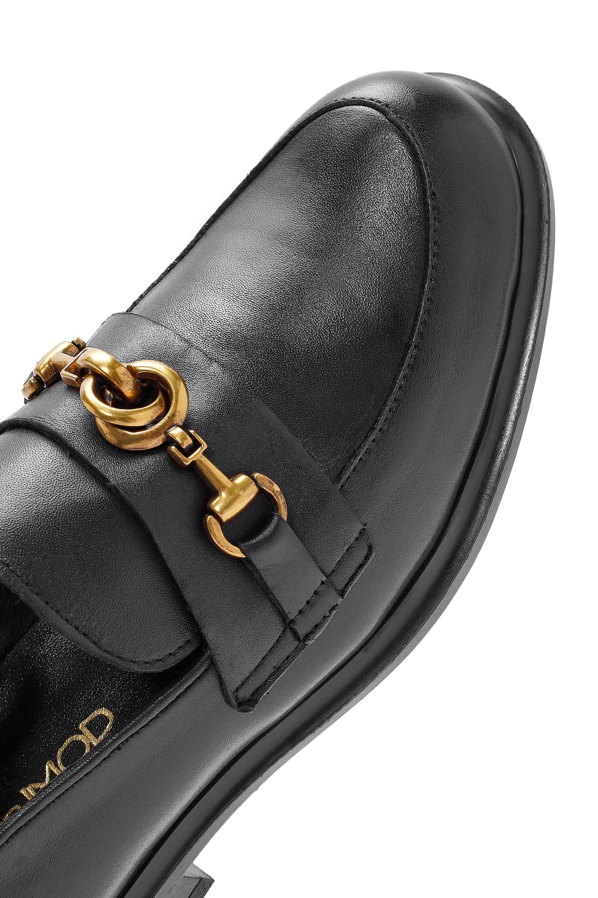 Kadın Siyah Toka Detaylı Deri Maskülen Loafer - Image 10