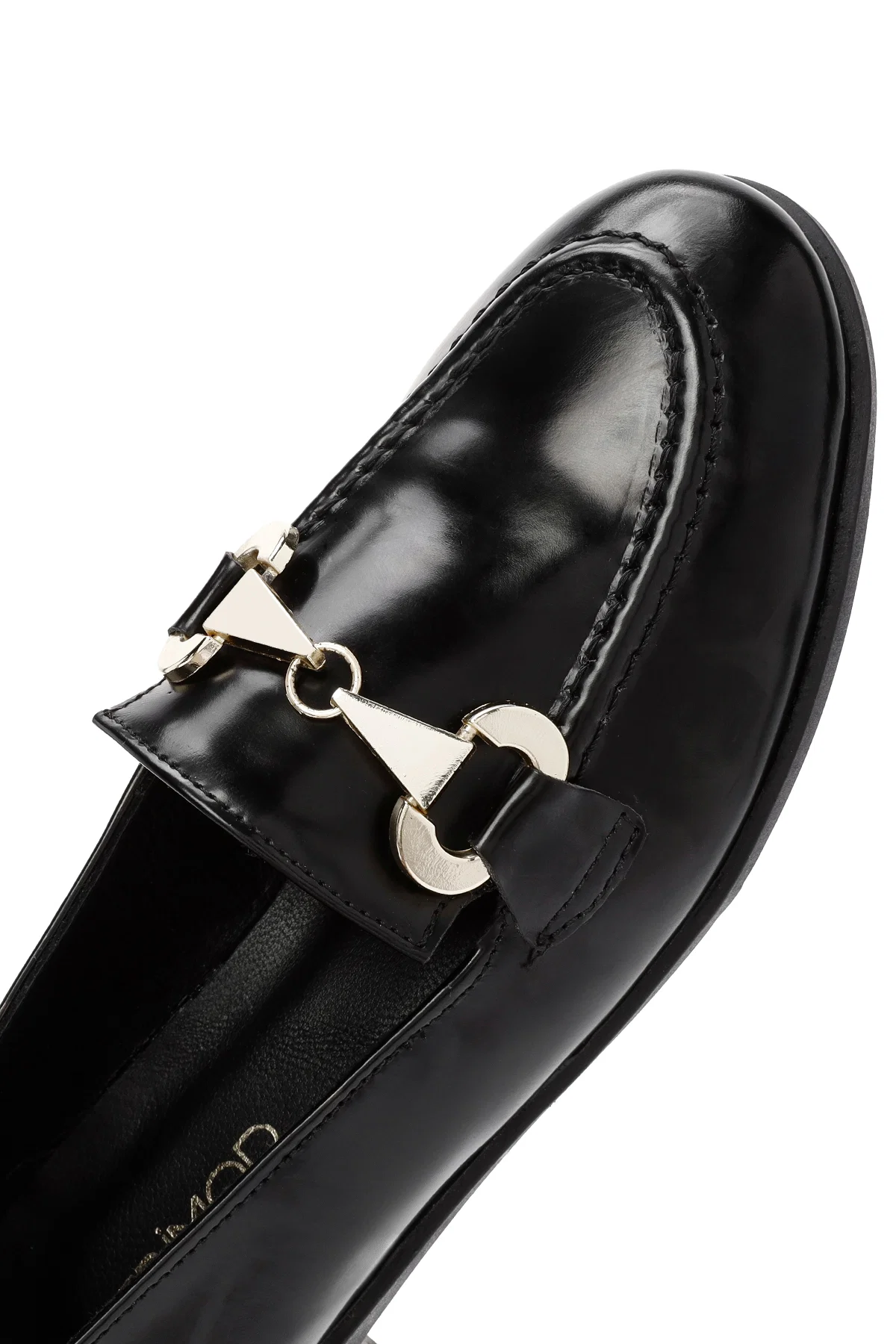 Kadın Siyah Toka Detaylı Deri Maskülen Loafer - Image 9