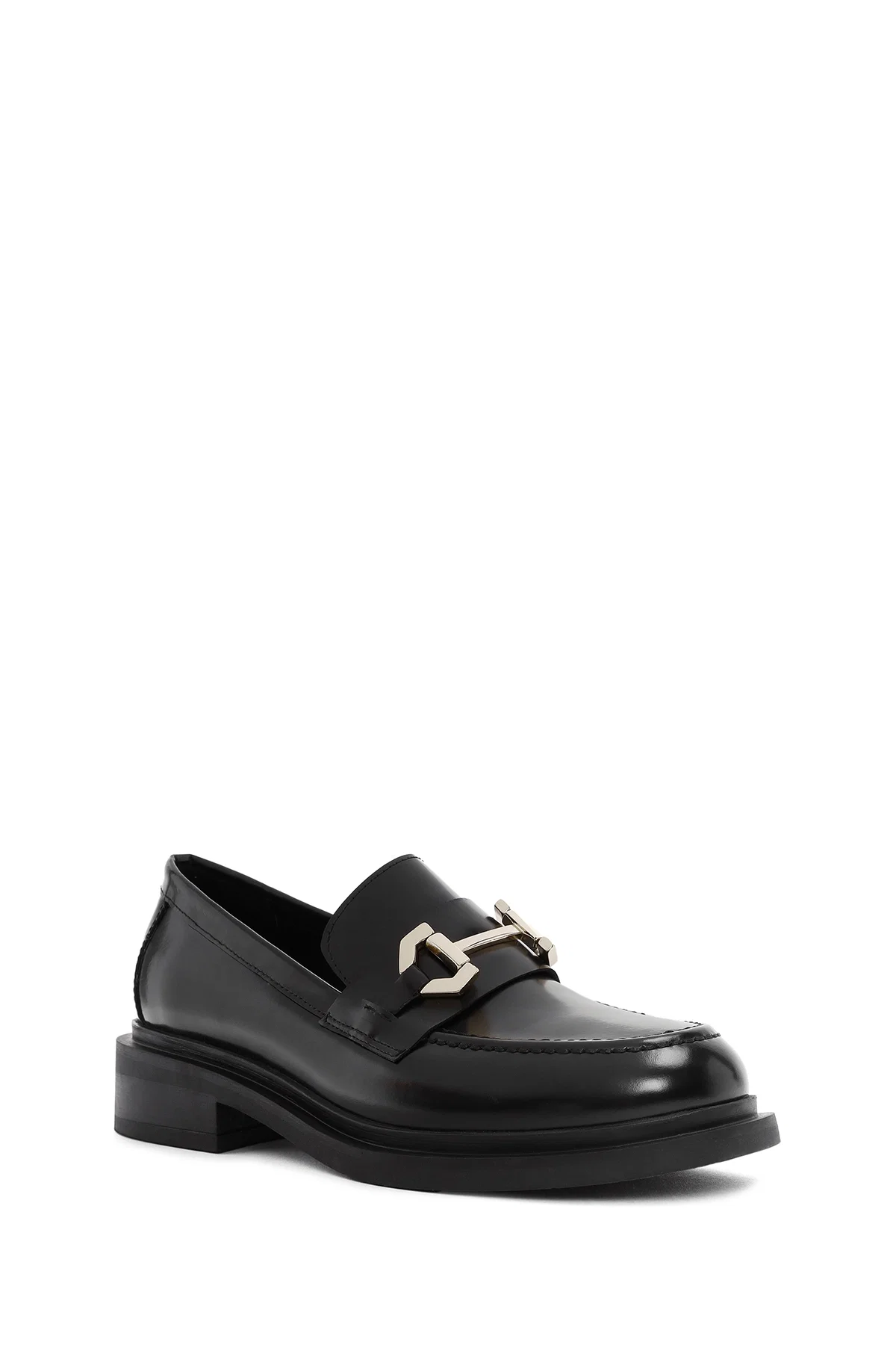 Kadın Siyah Toka Detaylı Deri Maskülen Loafer - Image 6