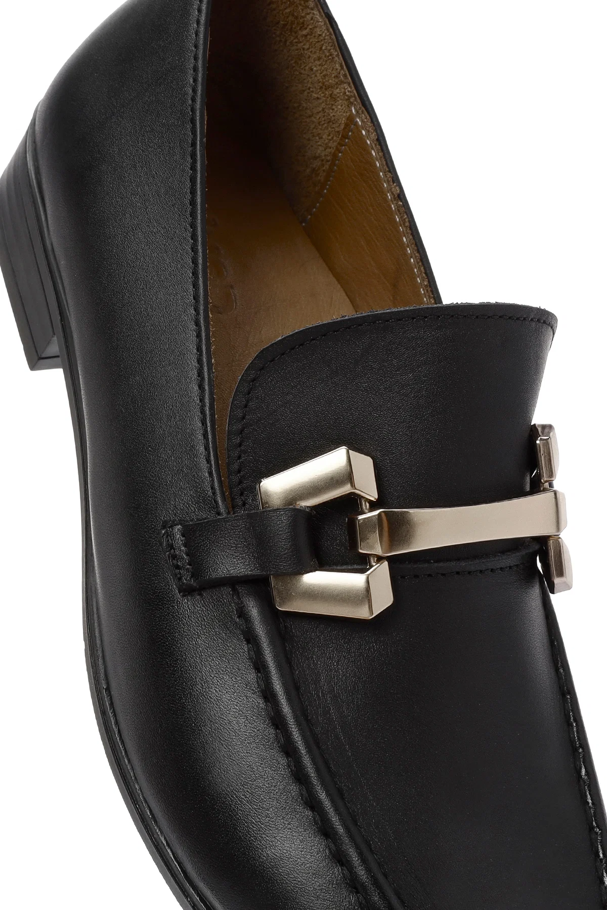 Kadın Siyah Toka Detaylı Deri Maskülen Loafer - Image 10