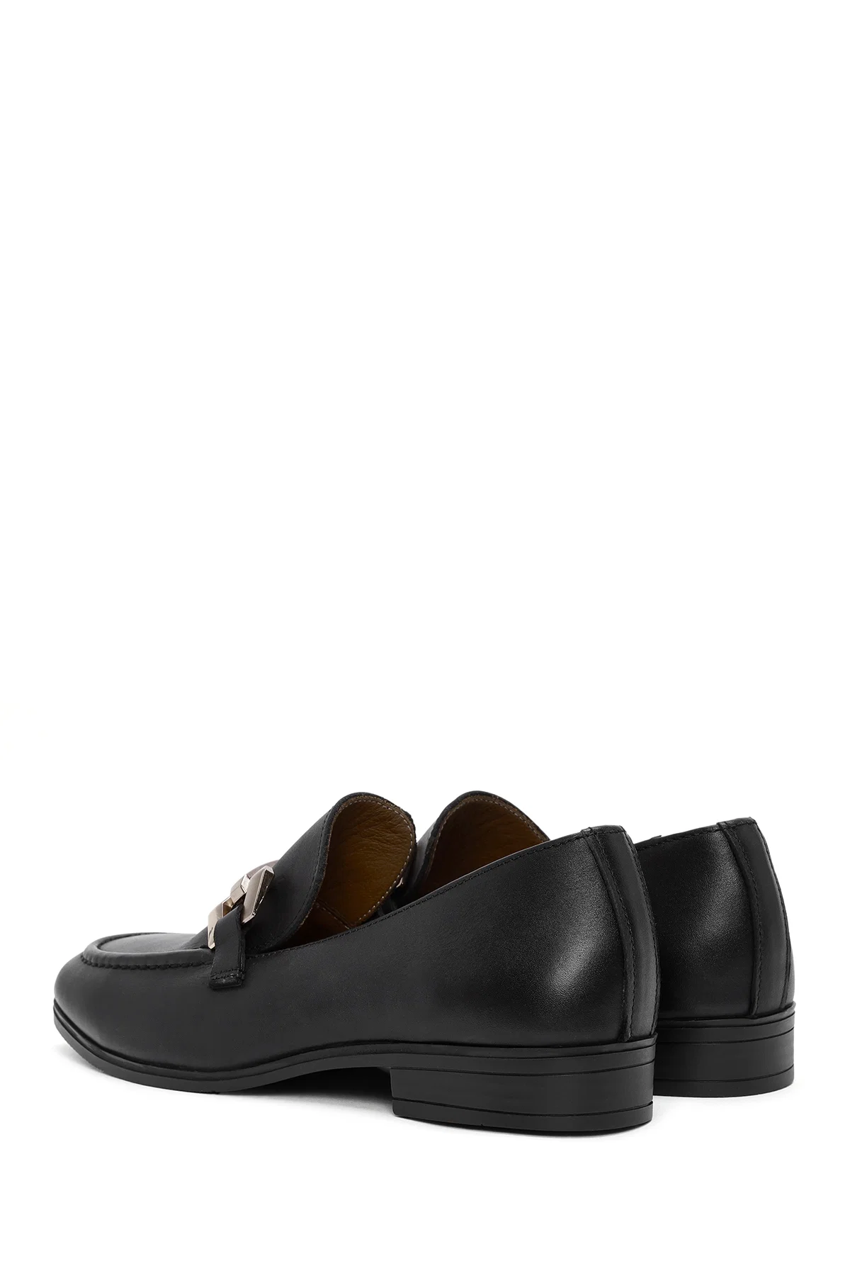 Kadın Siyah Toka Detaylı Deri Maskülen Loafer - Image 5