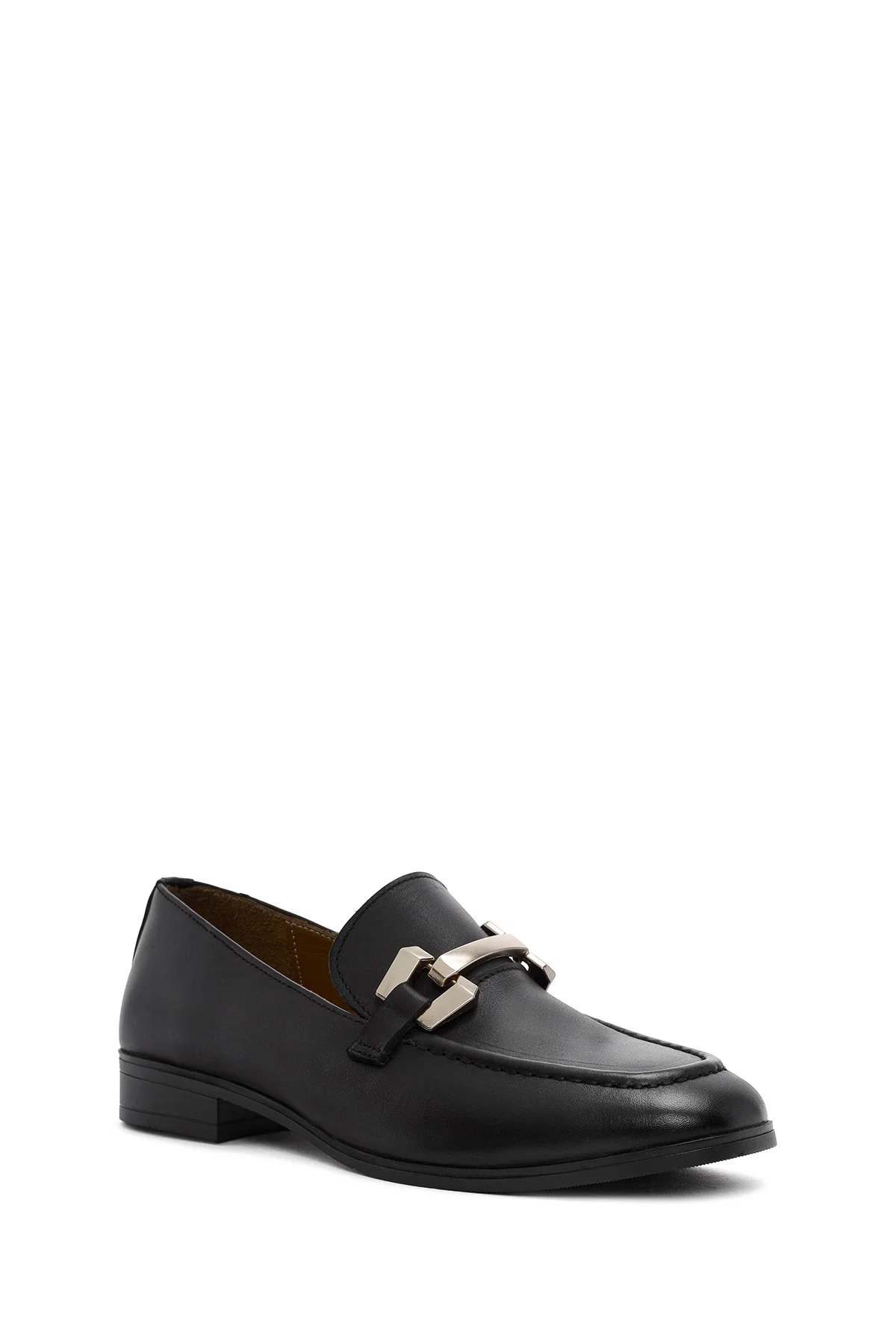 Kadın Siyah Toka Detaylı Deri Maskülen Loafer - Image 6
