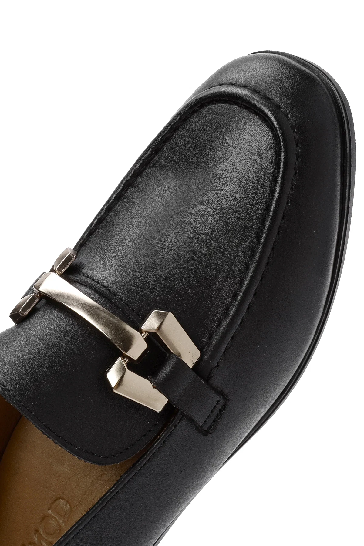 Kadın Siyah Toka Detaylı Deri Maskülen Loafer - Image 9