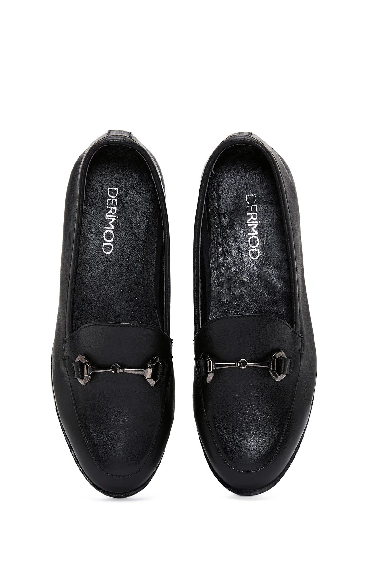 Kadın Siyah Toka Detaylı Deri Maskülen Loafer - Image 6