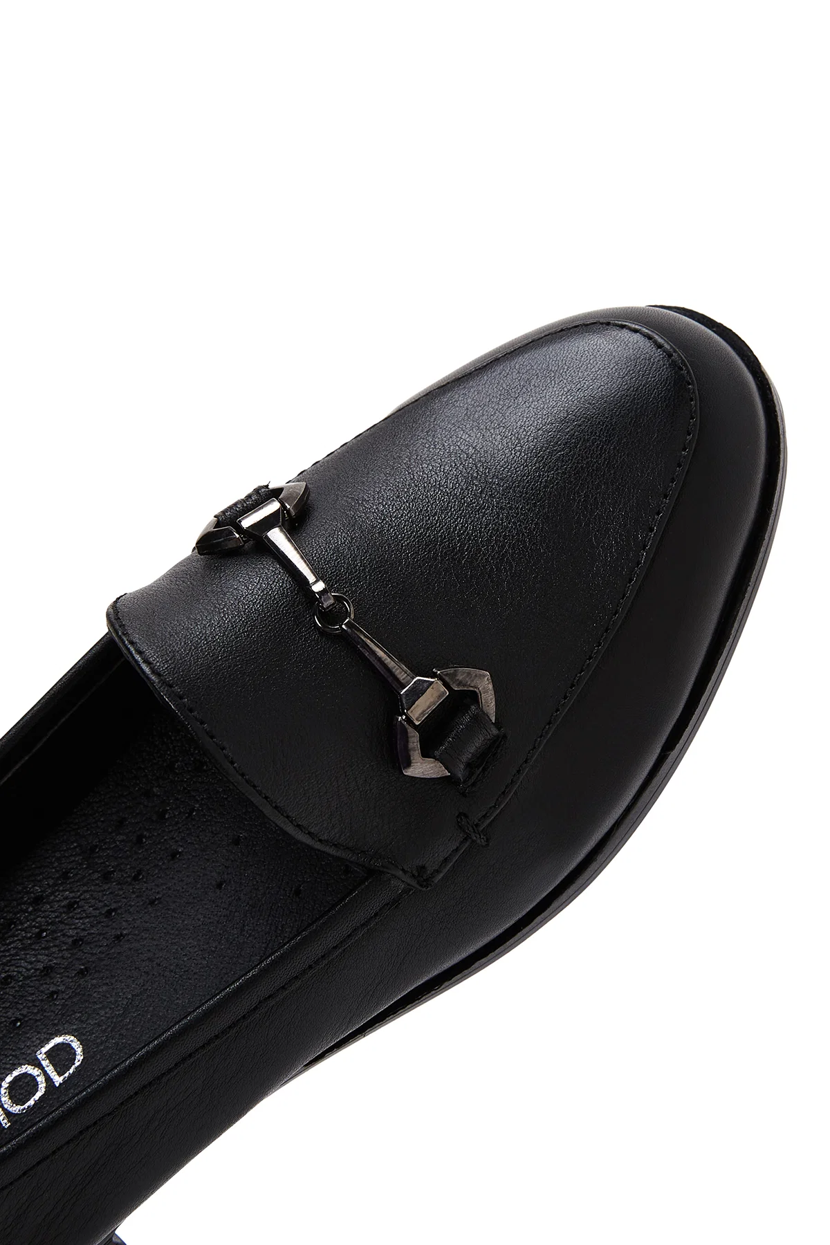 Kadın Siyah Toka Detaylı Deri Maskülen Loafer - Image 8