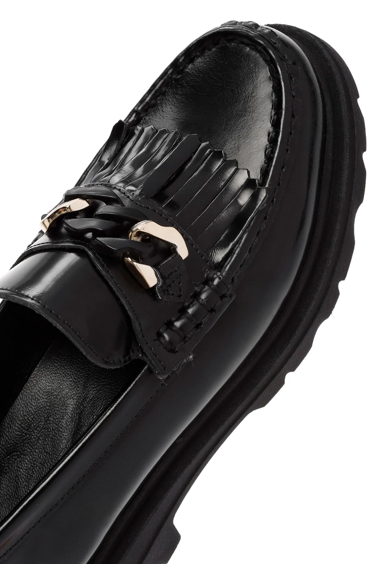 Kadın Siyah Toka Detaylı Deri Maskülen Loafer - Image 9