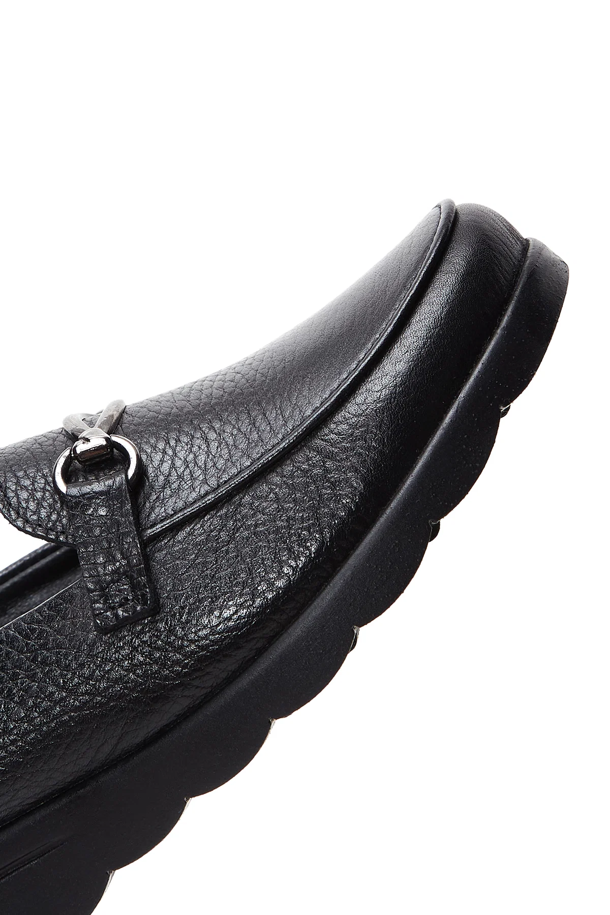 Kadın Siyah Toka Detaylı Dolgu Topuklu Deri Loafer - Image 7