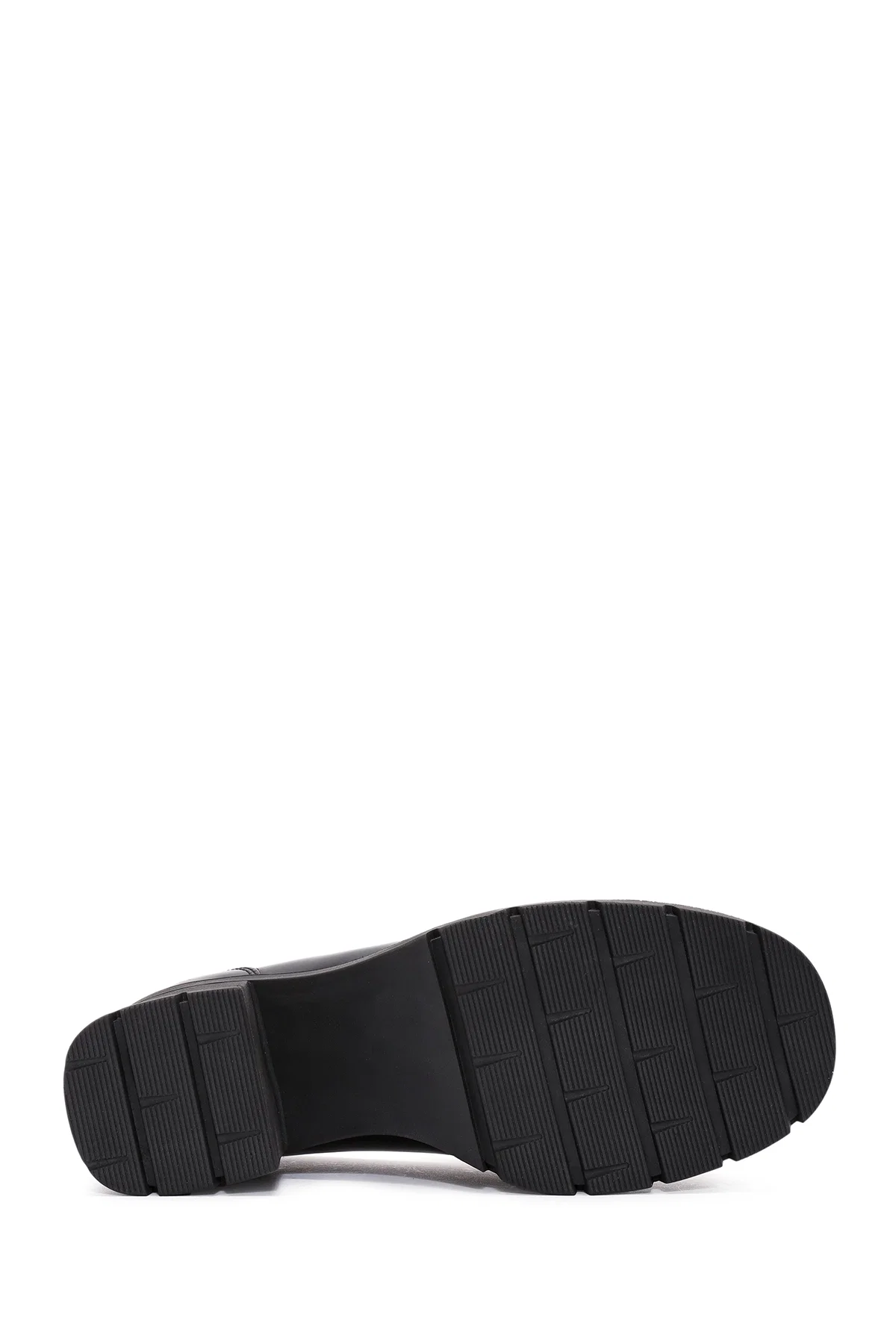 Kadın Siyah Toka Detaylı Kalın Topuklu Deri Maskülen Loafer - Image 5
