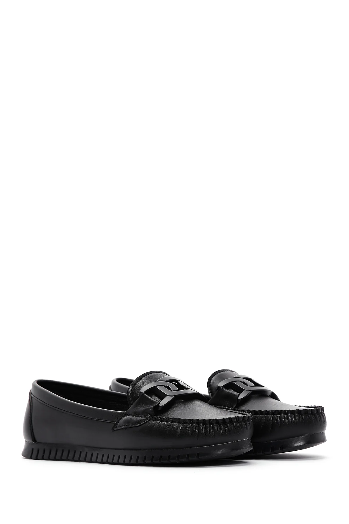 Kadın Siyah Toka Detaylı Loafer - Image 3