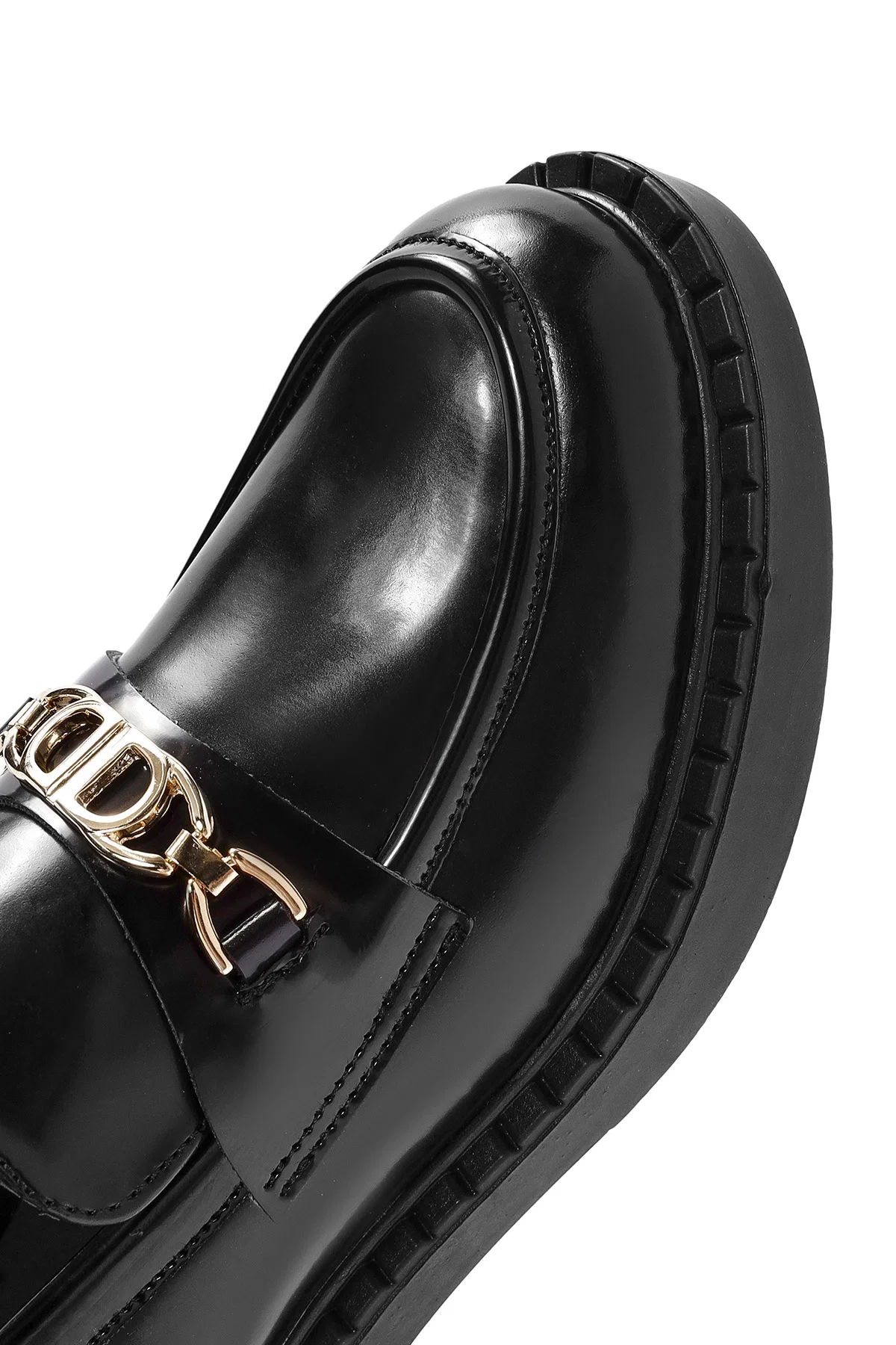 Kadın Siyah Toka Detaylı Maskülen Loafer - Image 10