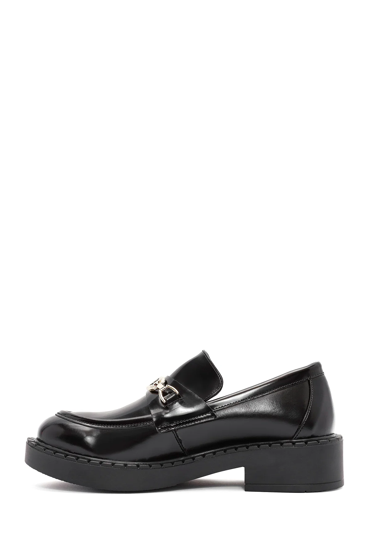 Kadın Siyah Toka Detaylı Maskülen Loafer - Image 2