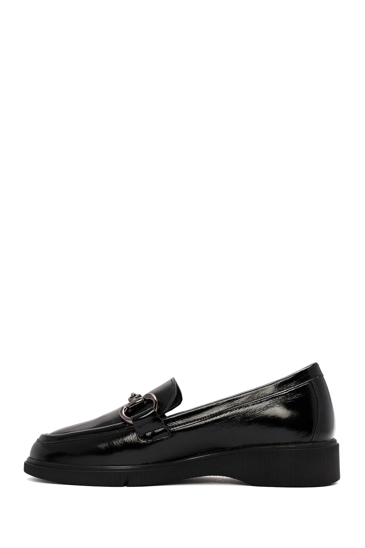 Kadın Siyah Toka Detaylı Rugan Deri Comfort Loafer - Image 2