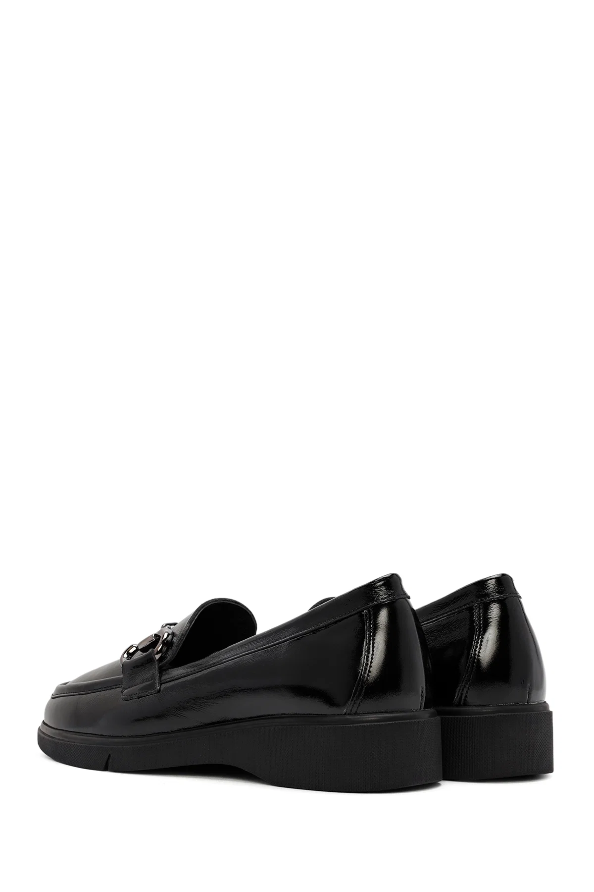 Kadın Siyah Toka Detaylı Rugan Deri Comfort Loafer - Image 5