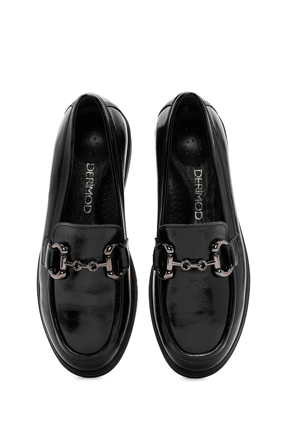 Kadın Siyah Toka Detaylı Rugan Deri Comfort Loafer - Image 7