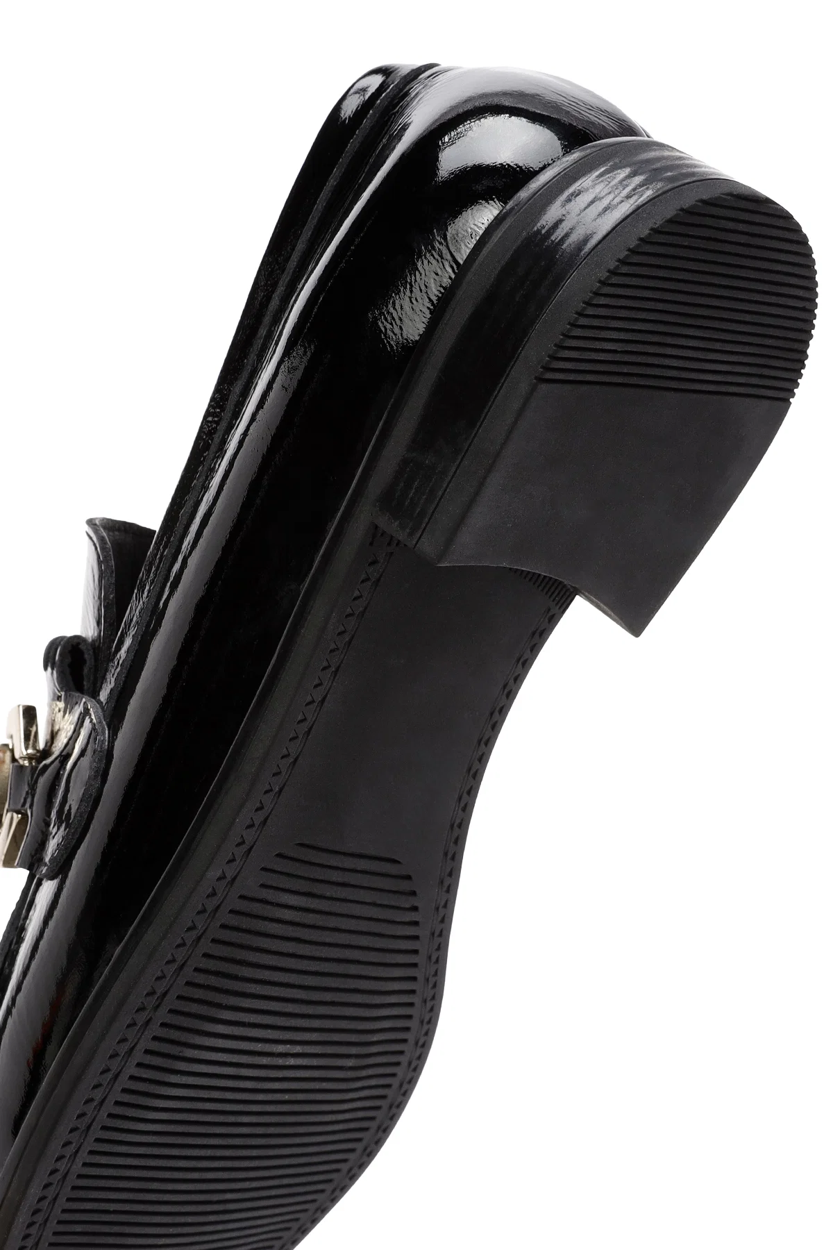Kadın Siyah Toka Detaylı Rugan Deri Maskülen Loafer - Image 8