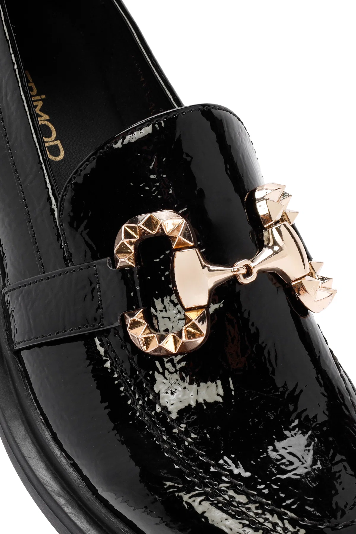 Kadın Siyah Toka Detaylı Rugan Maskülen Loafer - Image 10