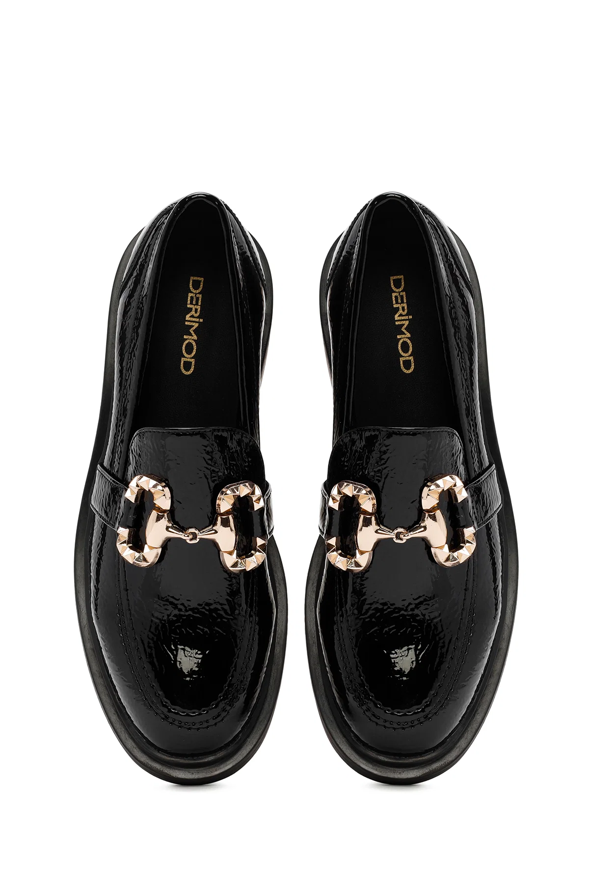 Kadın Siyah Toka Detaylı Rugan Maskülen Loafer - Image 7