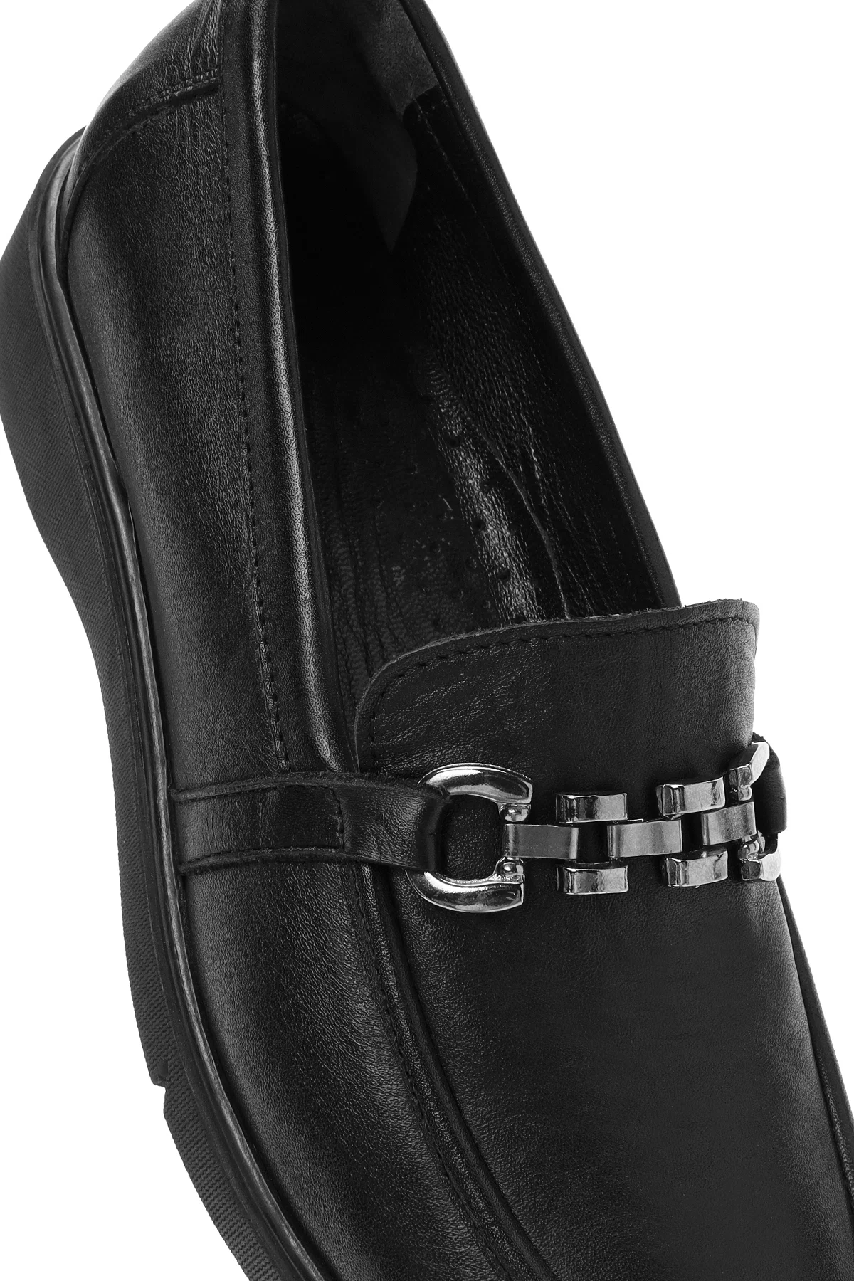 Kadın Siyah Tokalı Deri Comfort Loafer - Image 10