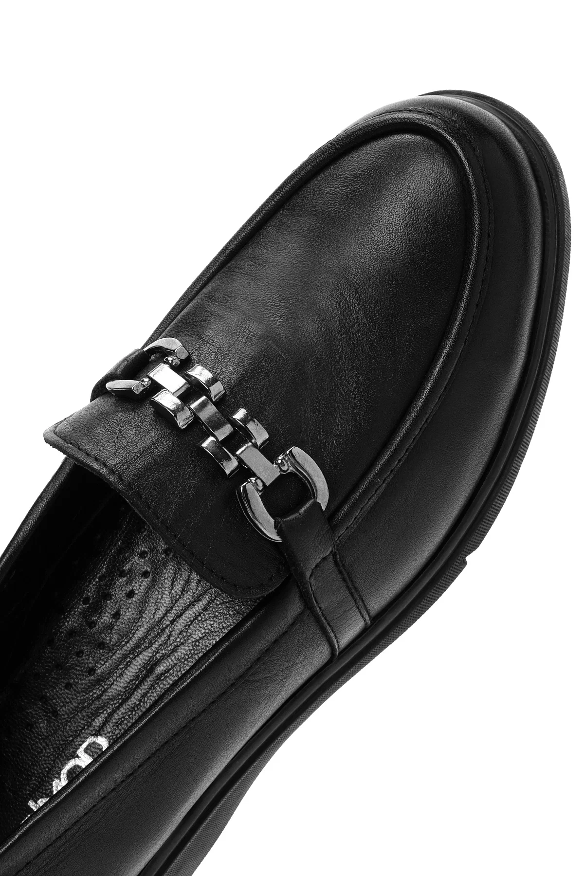 Kadın Siyah Tokalı Deri Comfort Loafer - Image 8