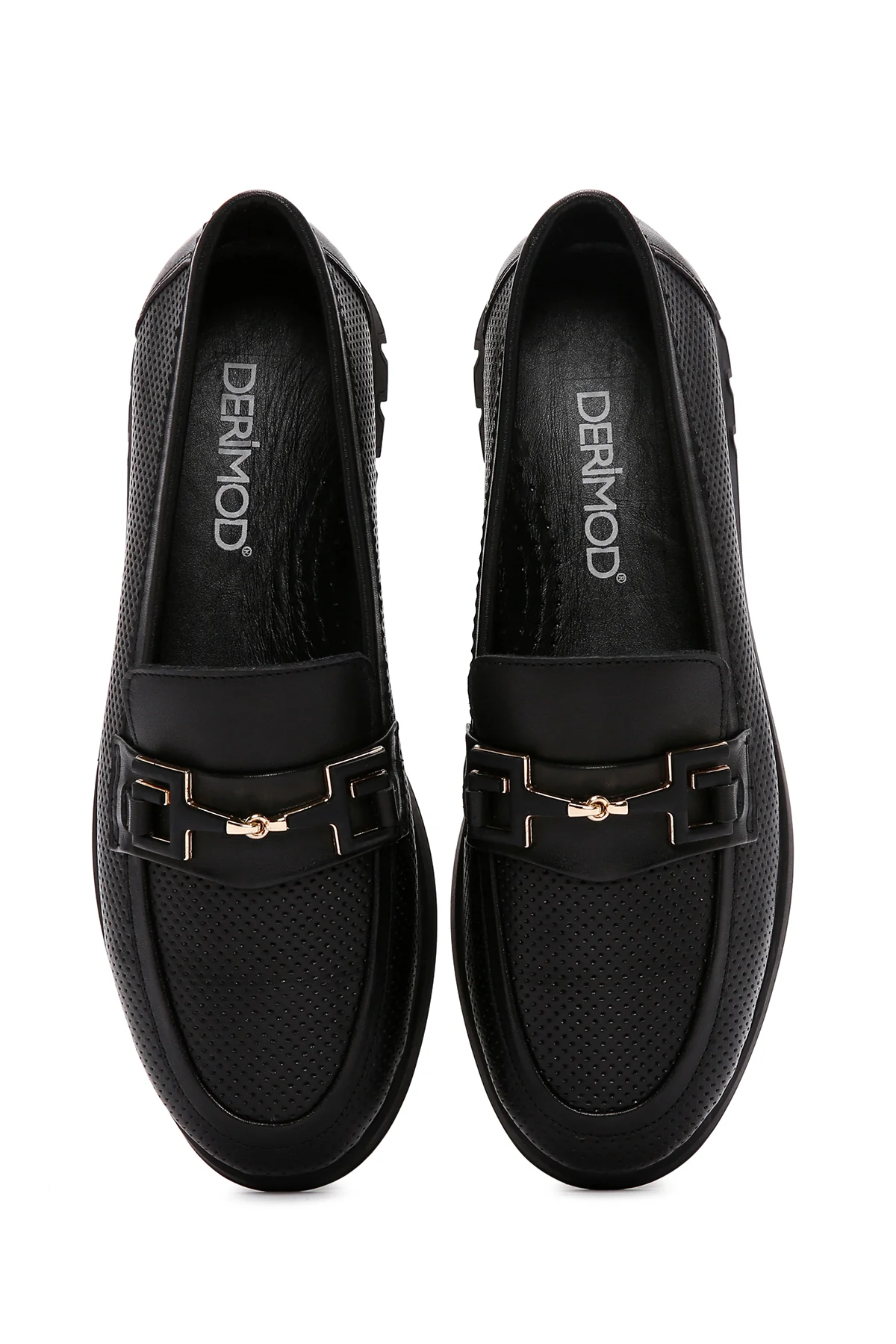 Kadın Siyah Tokalı Deri Comfort Loafer - Image 4