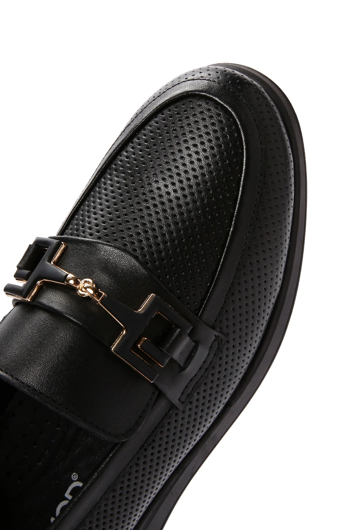 Kadın Siyah Tokalı Deri Comfort Loafer - Image 9