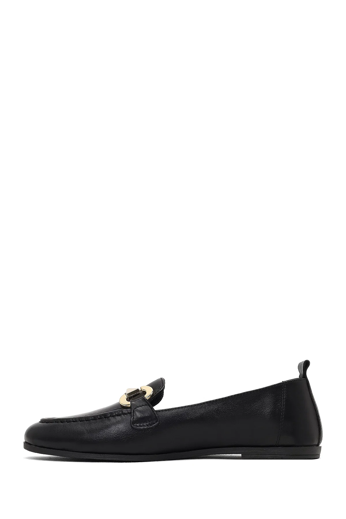 Kadın Siyah Tokalı Deri Loafer - Image 2