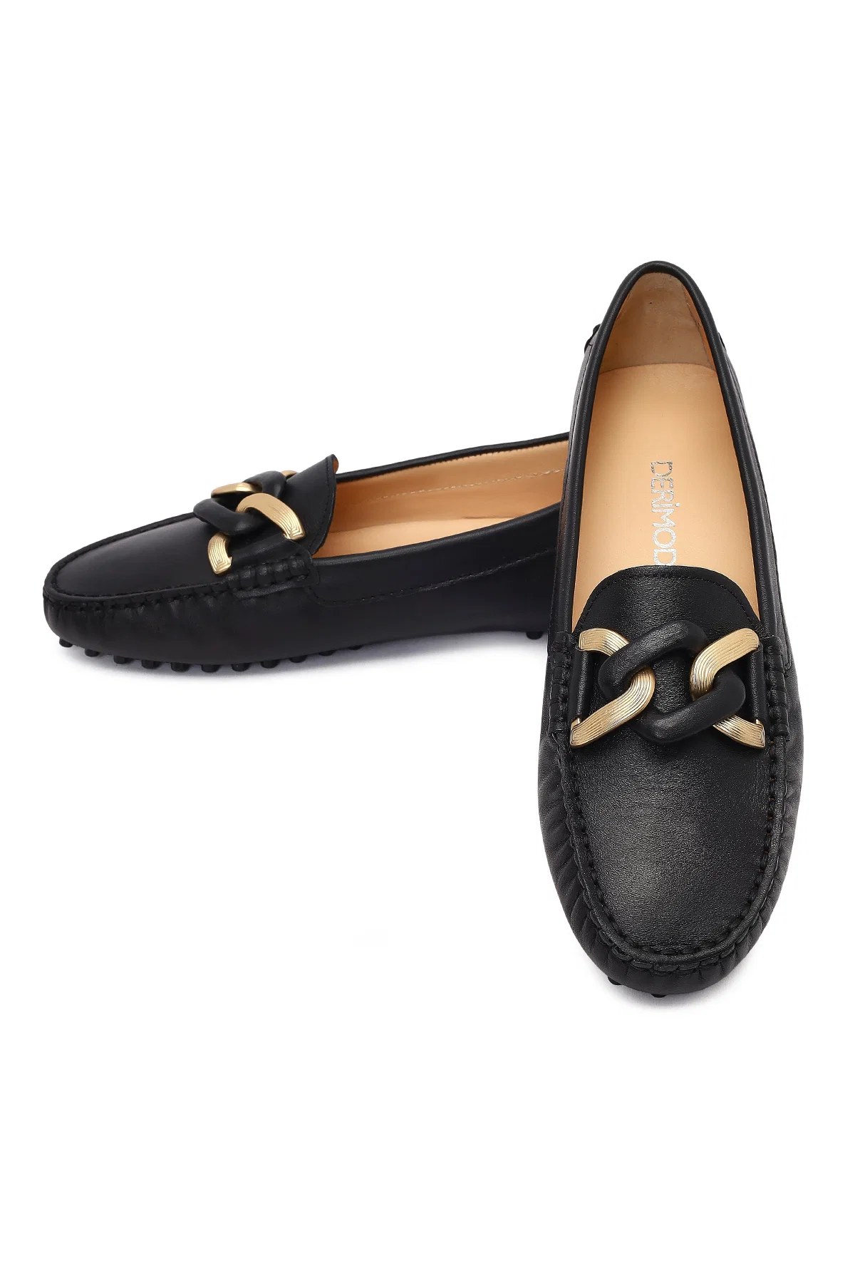 Kadın Siyah Tokalı Deri Loafer - Image 10