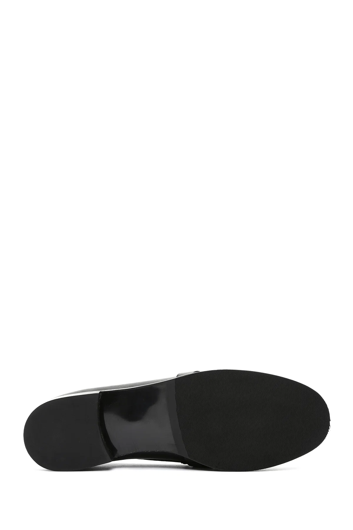 Kadın Siyah Tokalı Deri Maskülen Loafer - Image 4