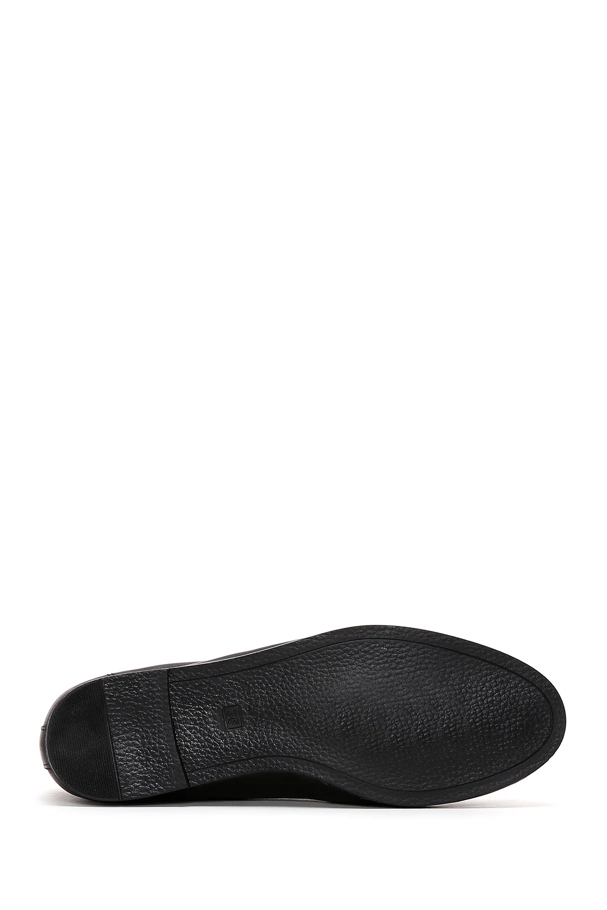 Kadın Siyah Tokalı Deri Maskülen Loafer - Image 4