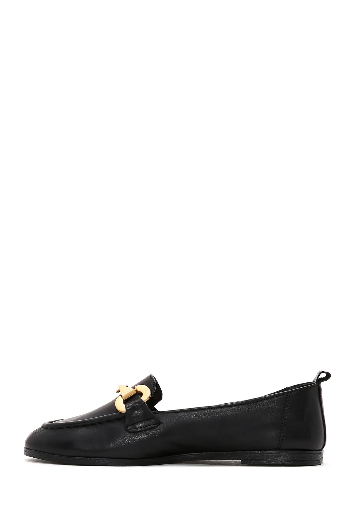 Kadın Siyah Tokalı Deri Maskülen Loafer - Image 3