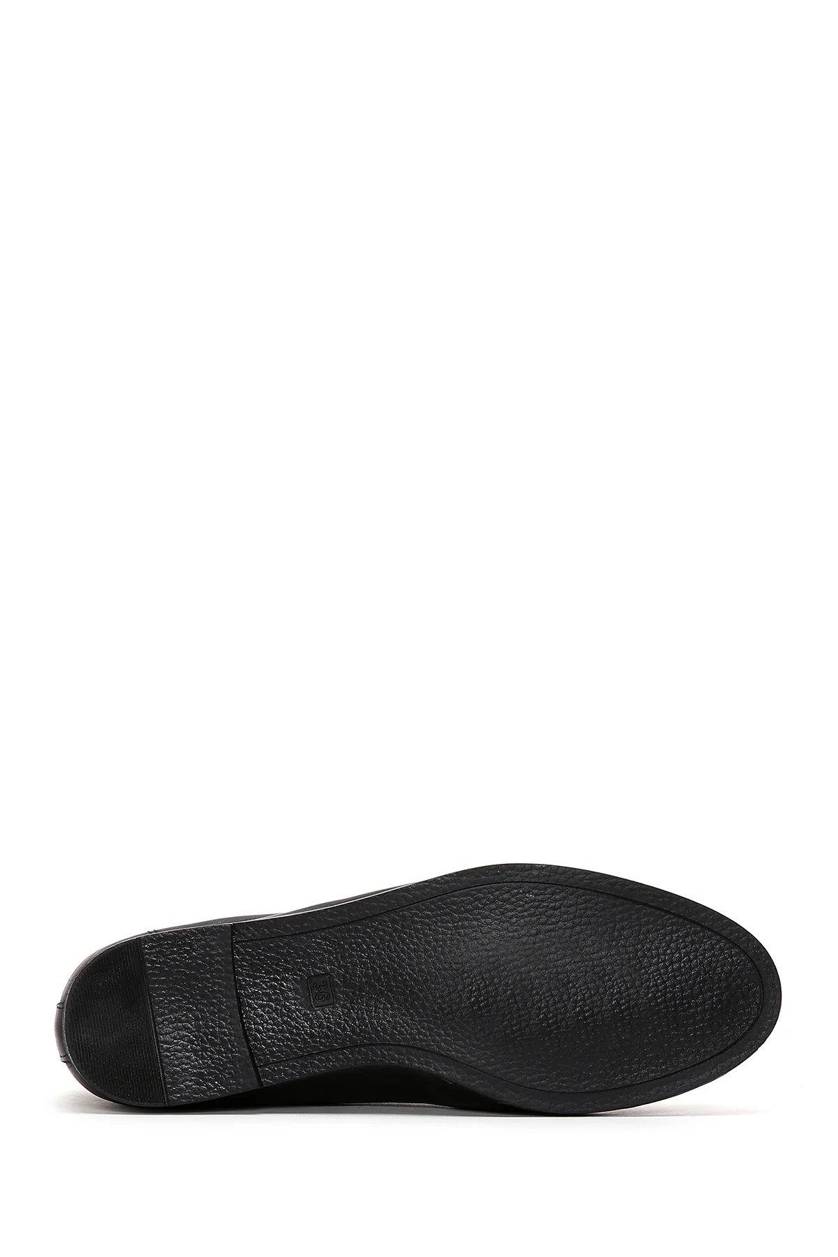 Kadın Siyah Tokalı Deri Maskülen Loafer - Image 5
